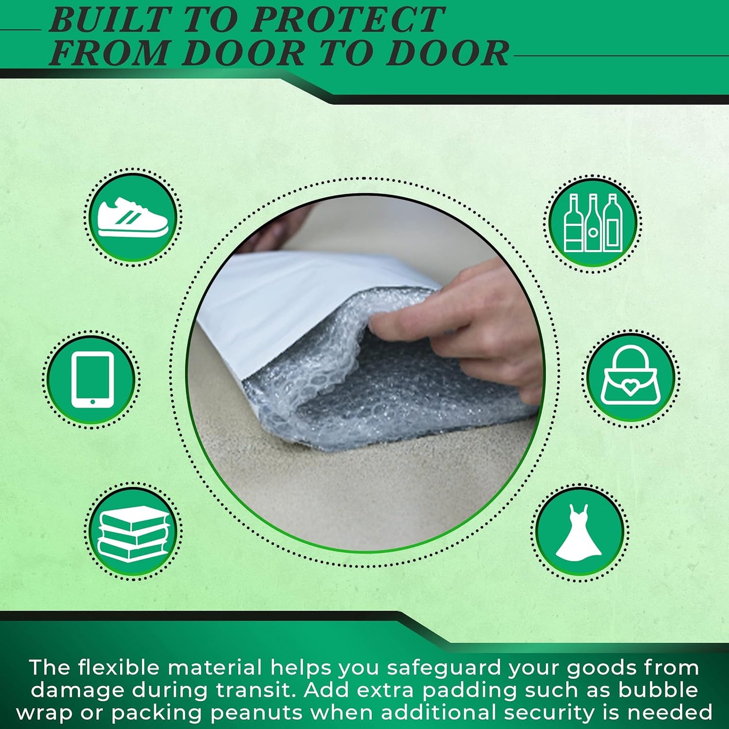 100 Pack Secure Seal White Poly Mailers - 6x9 Safe Shipping Bags - E-Commerce Self Sealing 2 Mil Poly Envelopes