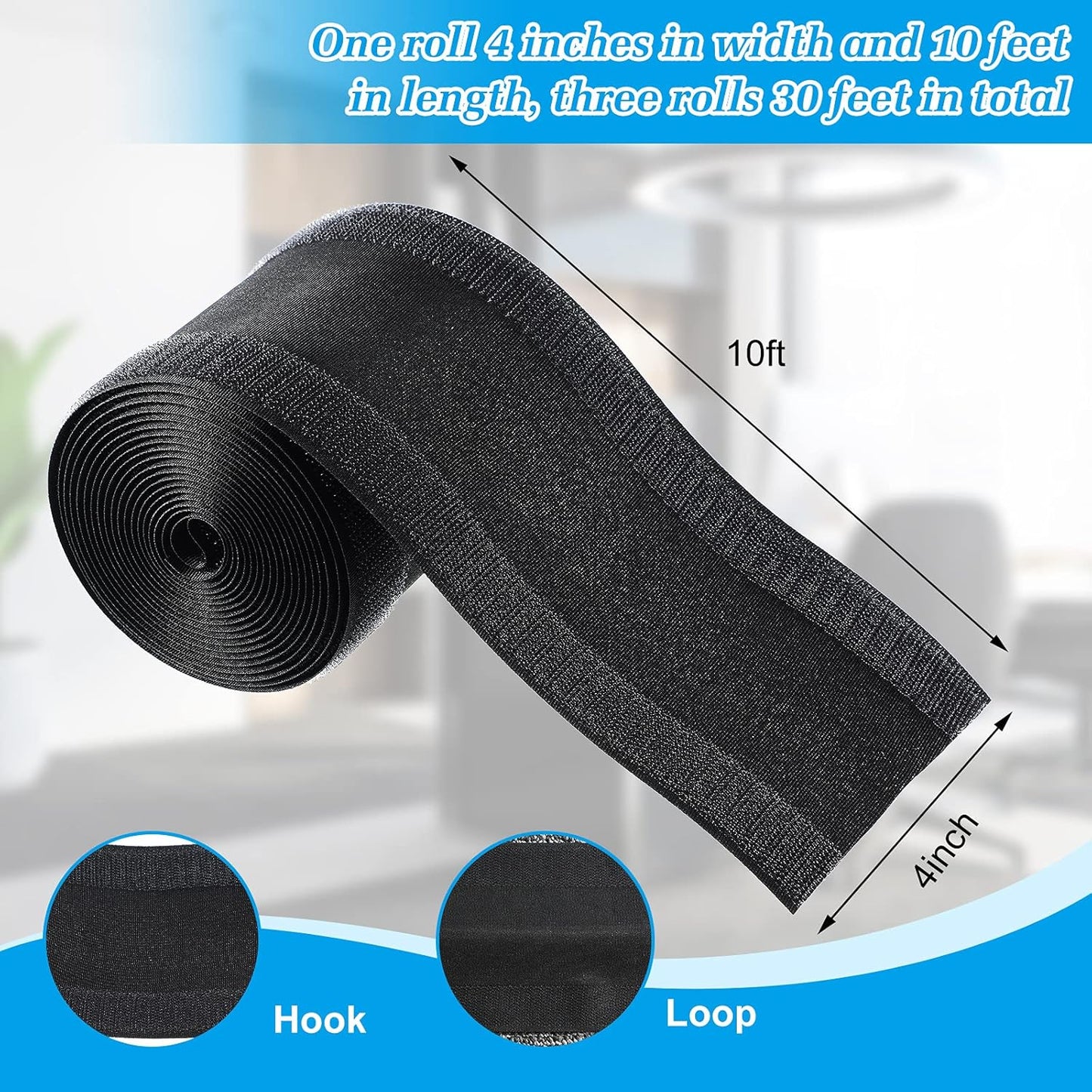 WILLBOND Carpet Cord Cover Cable Grip Floor Cover Cable Protector Management Only for Commercial Office Carpet(Black,29.53 ft)