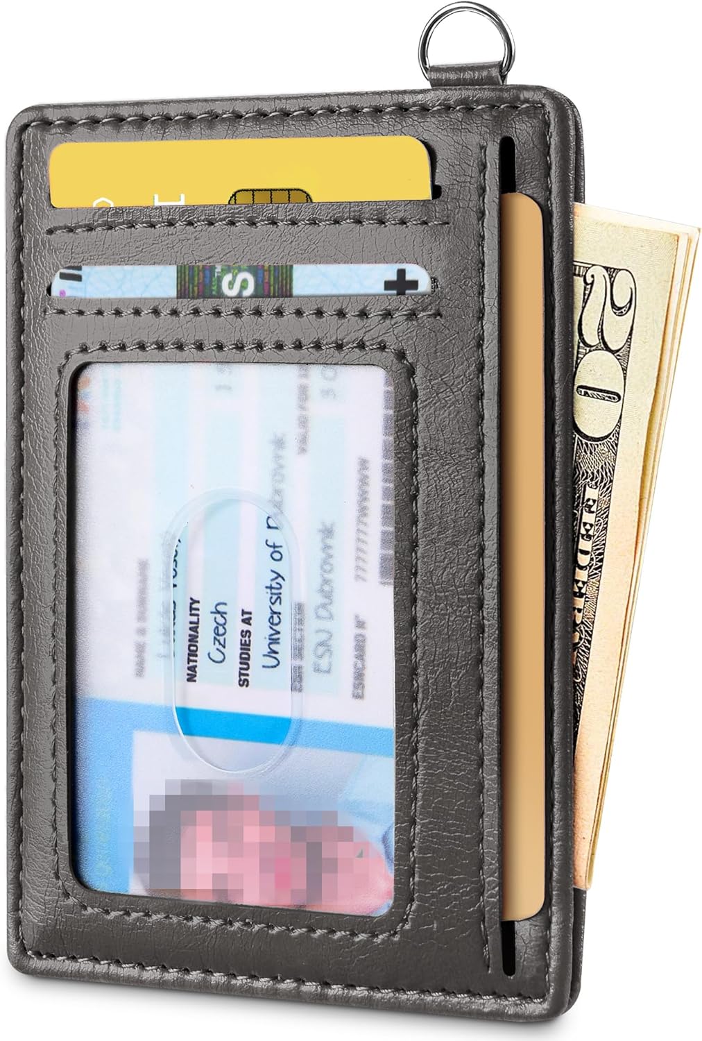 Mayski Slim Wallet, Credit Card Holder for Women, Minimalist Front Pocket RFID Blocking Card Cases, Small Wallet Women Men(Oiled Wax Grey)