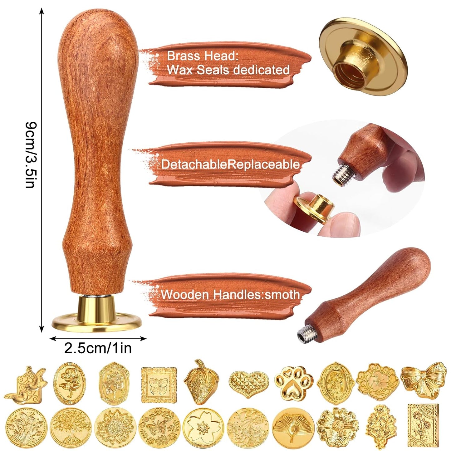 Wax Seal Stamp Kit, 21Pcs Draupnir Wax Stamp Seal,Vintage Classic Sealing Wax Stamp Head with Wooden Handle for Party Wedding Invitation Cards Envelopes Gift Wrapping Letter (20 Patterns)
