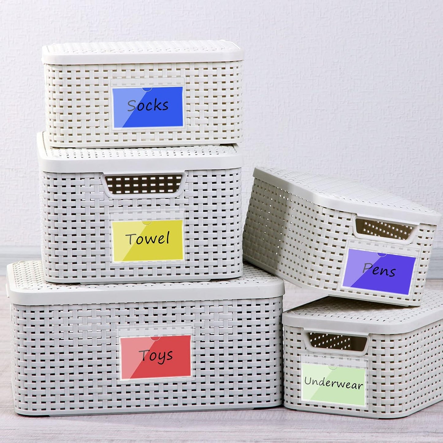 Chinco 30 Pcs Self Adhesive Pockets, Bin Labels for Storage Bins, Clear Pocket Label Sleeves, Plastic Index Card Holder with Top Open for Organizing Bins Box Drawer(3 x 5 Inches)