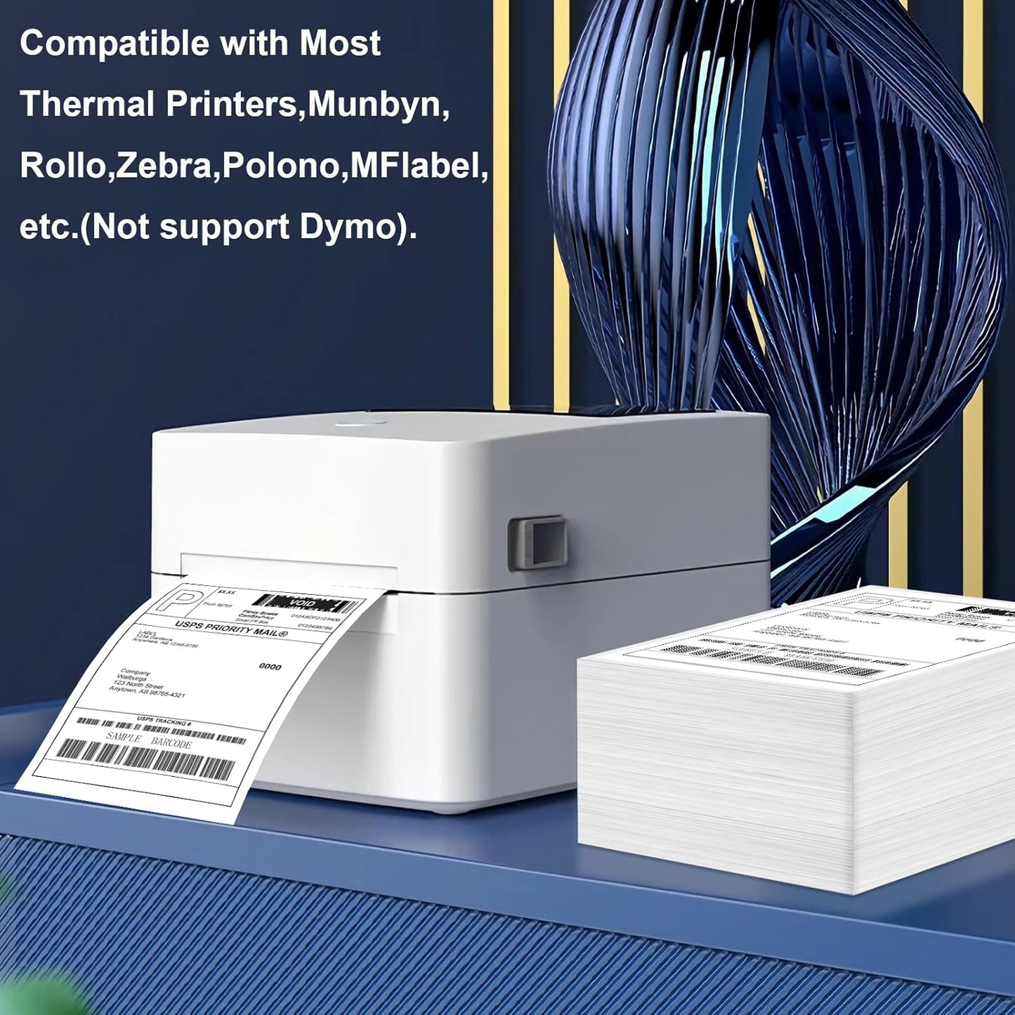 4 x 6 Fanfold Label, 10000 Thermal Shipping Labels for FedEx Shipping Label (10 Stack- 10000 Labels)