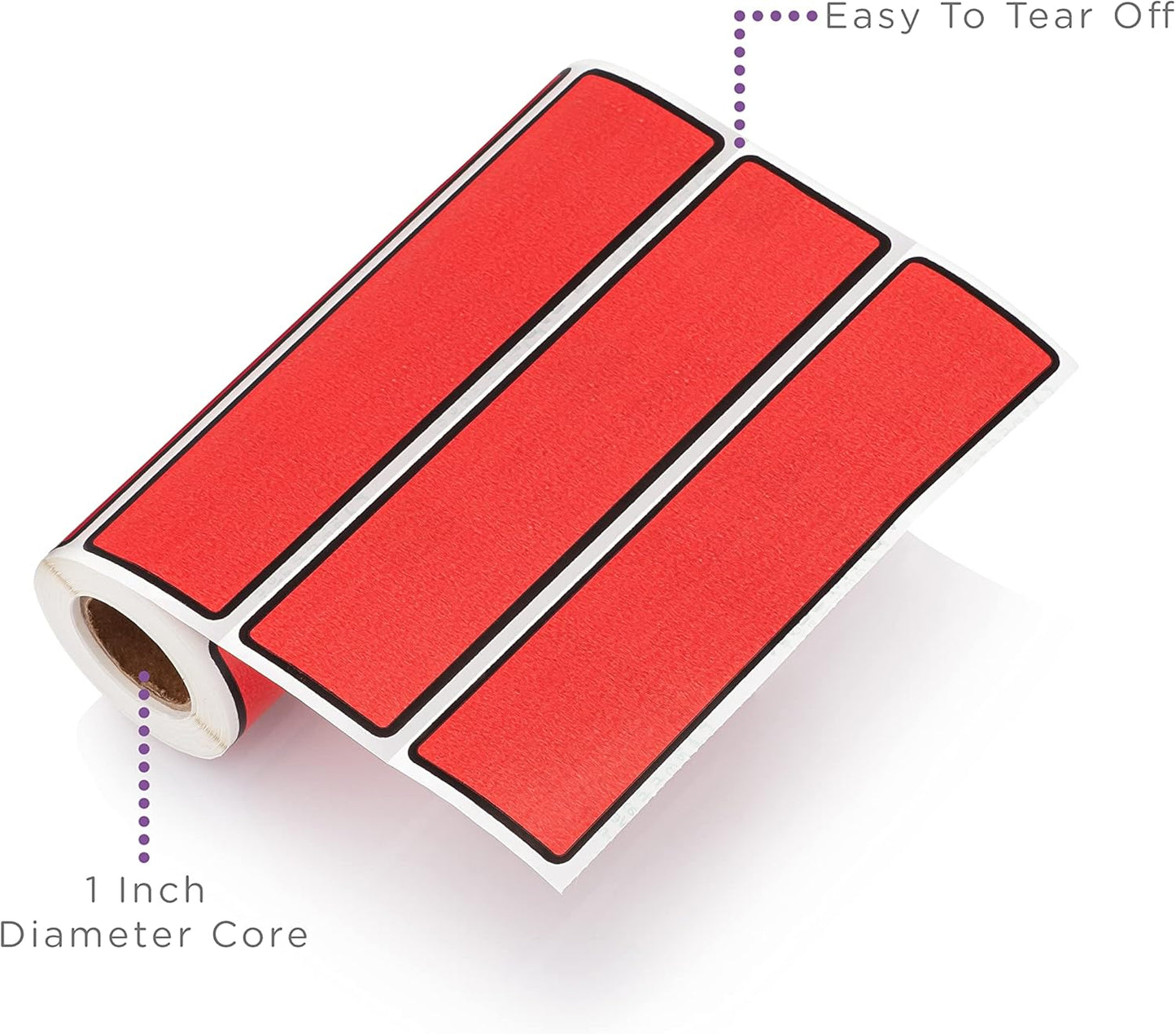 Carstens Adhesive Sticker Labels, 5 3/8” x 1 3/8”, Binder Labels for 1.5” – 4” Ring Binder Spines, Red, Roll of 200