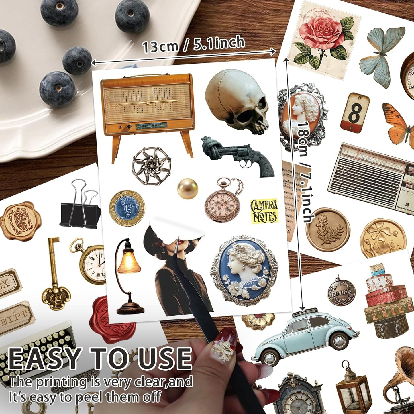 Vintage Sticker Book, 30 Sheets 308 Pcs Aesthetics Stickers for Journaling Scrapbooking Bullet Journals Planners Letter Card Making