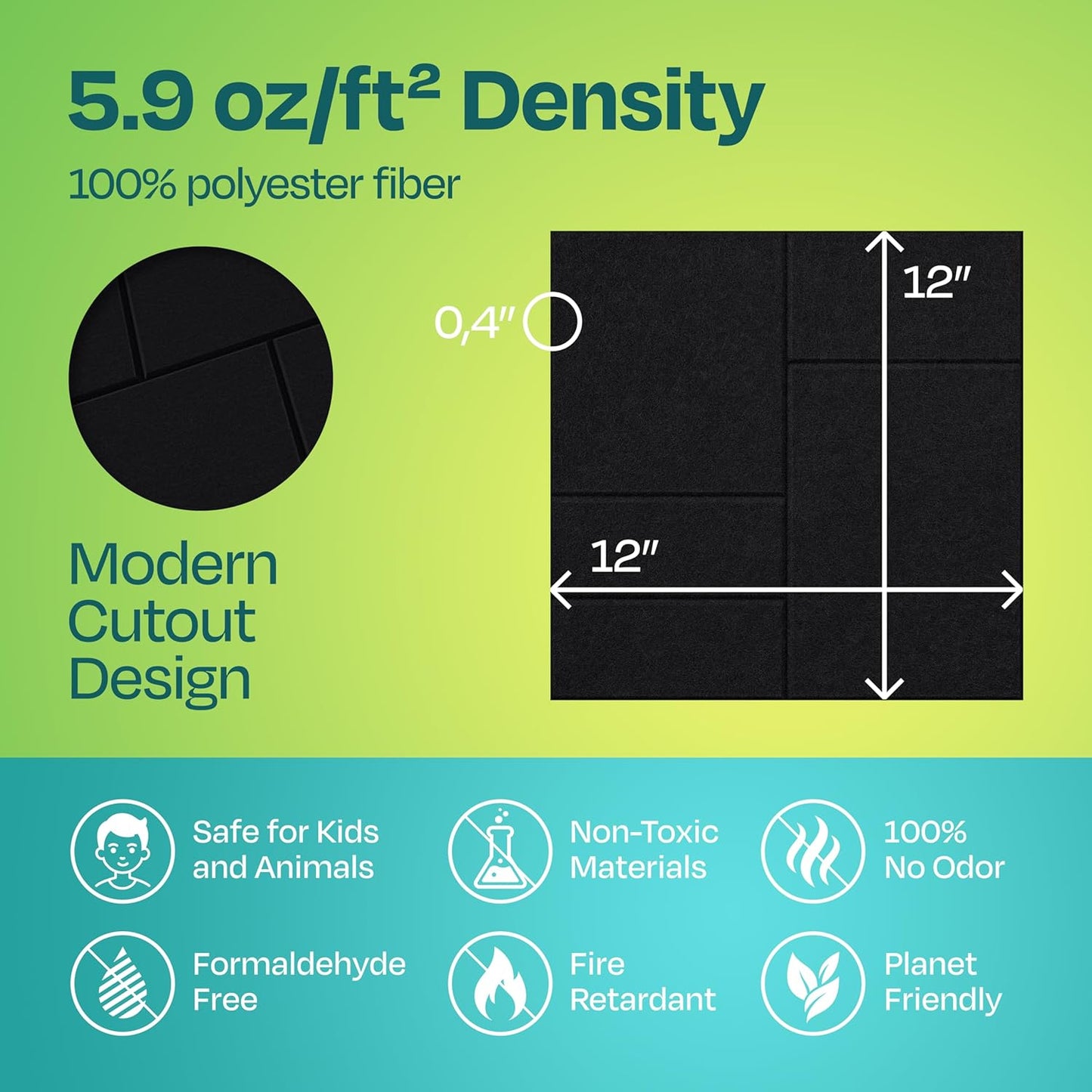 Acoustic Panels 12-Pack Soundproof Wall Panels 12"x12"x0.4" Decorative Sound Dampening for your Home, Office, Studio, Bedroom & More with Unique GridFrame Carving [Deep Black]