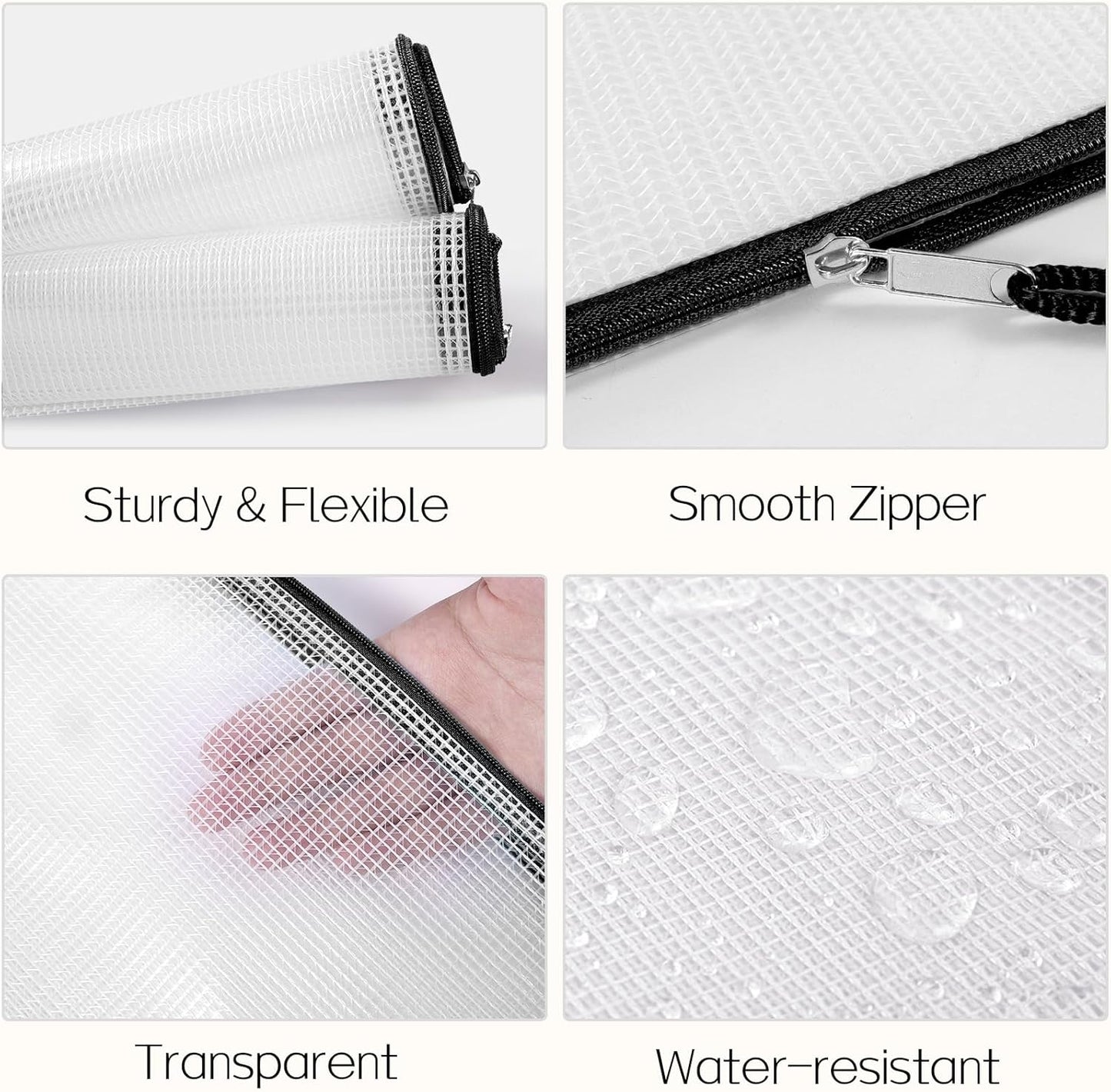 Sooez 24 Pack Mesh Zipper Pouch with Sticky Labels, A4 Mesh Bags Board Game Puzzles Organization Storage, Durable Letter Size File Folders Organizer Teacher School Classroom Office Supplies, Black