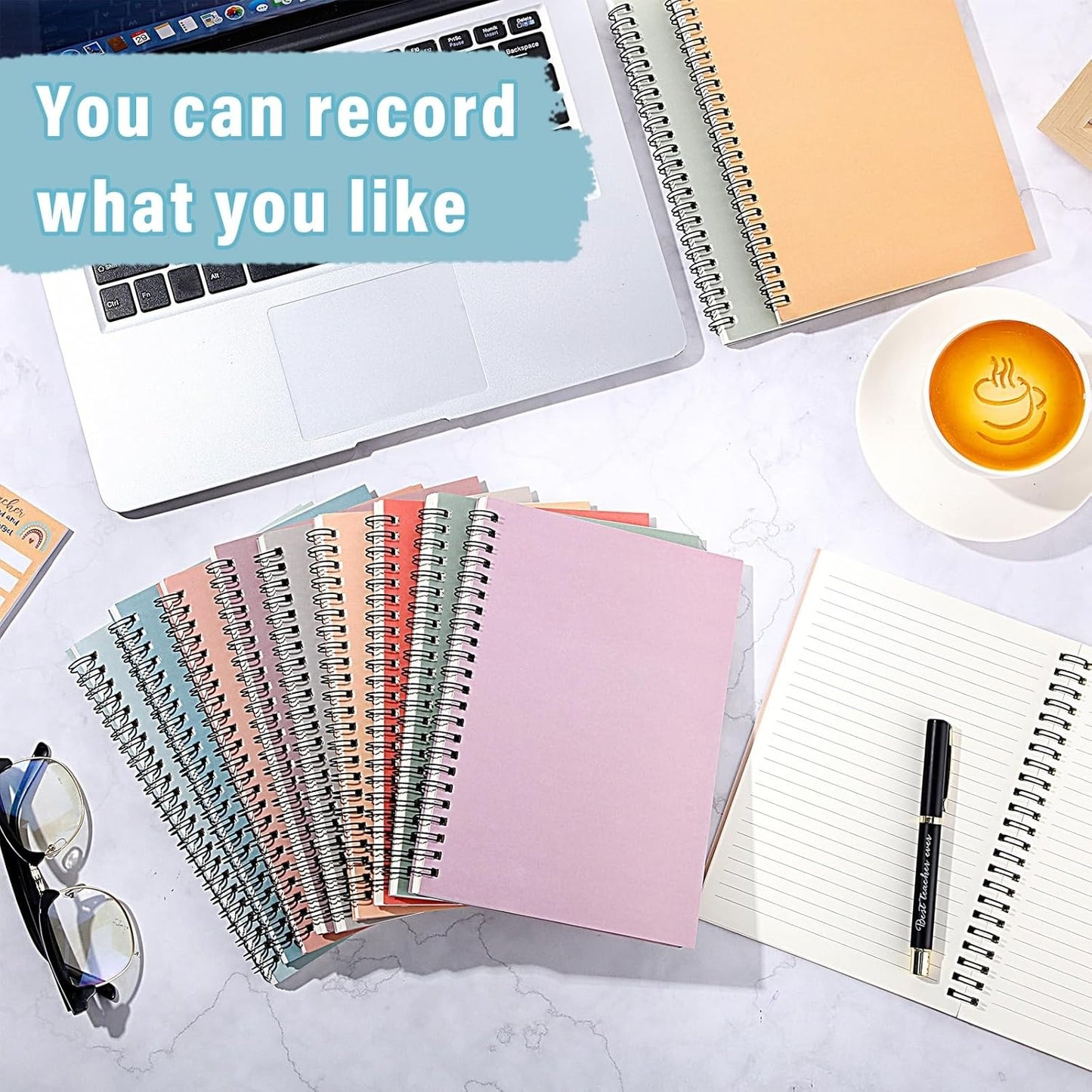 Fuutreo 12 Pcs Spiral Notebook for Work A5 8.3 x 5.7 Inch College Ruled Spiral Journal Notebook Kraft Cover Ruled Paper, 12 Color, 60 Sheets, 120 Pages for Office School(Vintage Color)