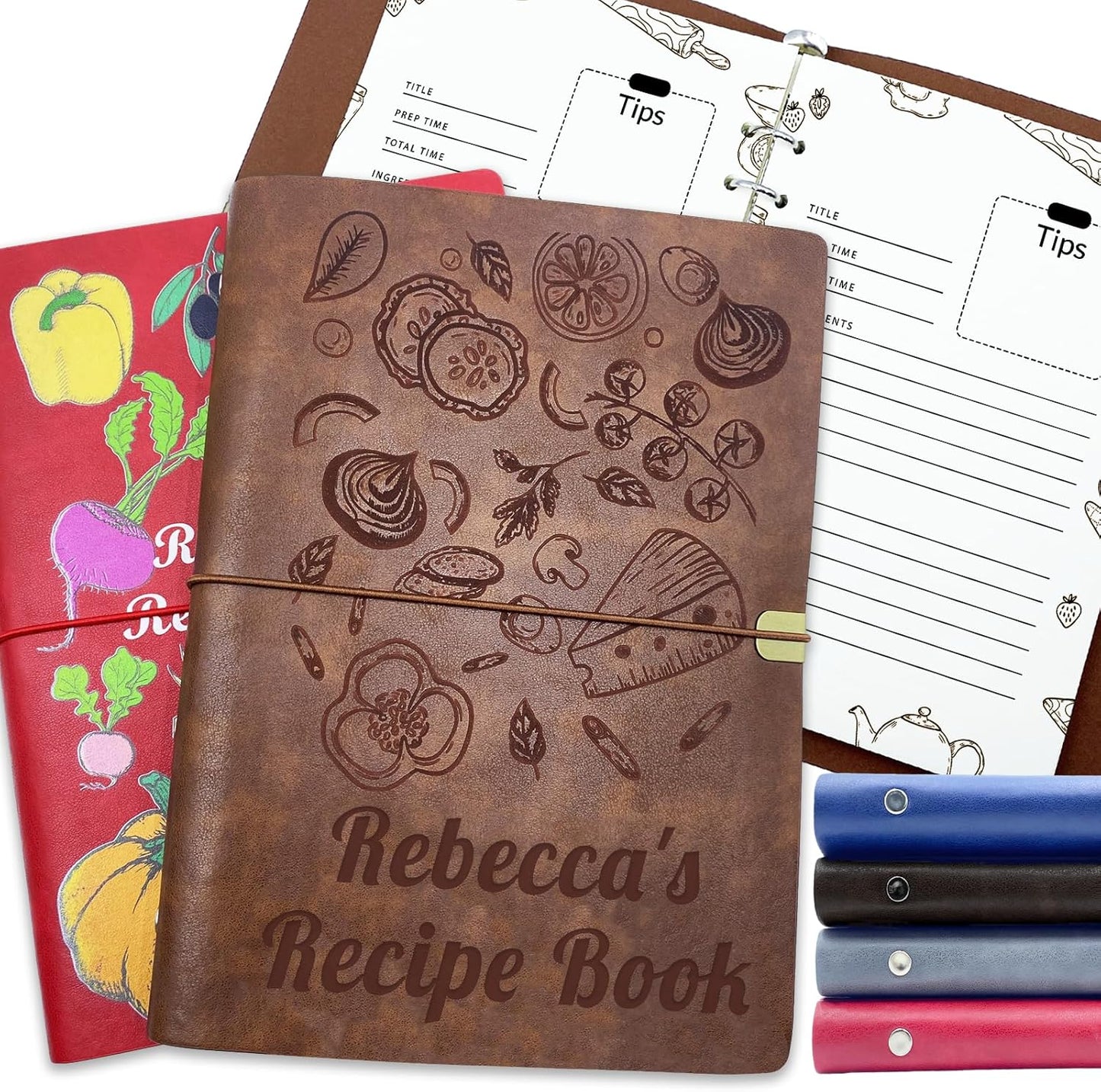 ubjva Personalized Recipe Book Custom Engraved Leather Recipe Book to Write in Your Own Recipes Family Cookbooks Journal for Mom Dad Wife Daughter