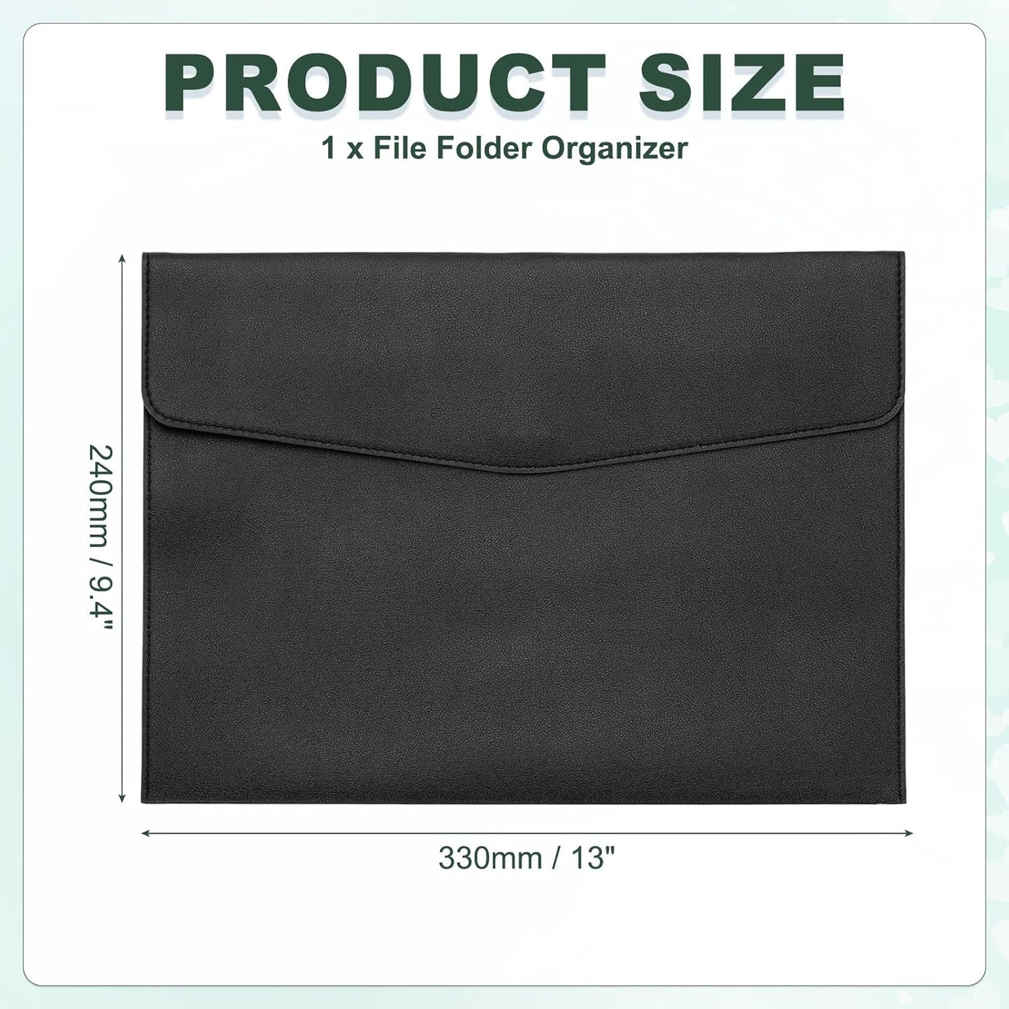 PATIKIL PU Leather A4 File Folder, Document Holder Filing Organizer Portfolio Envelope Folder Case with Snap Closure for Letter Receipt Style 2, Black