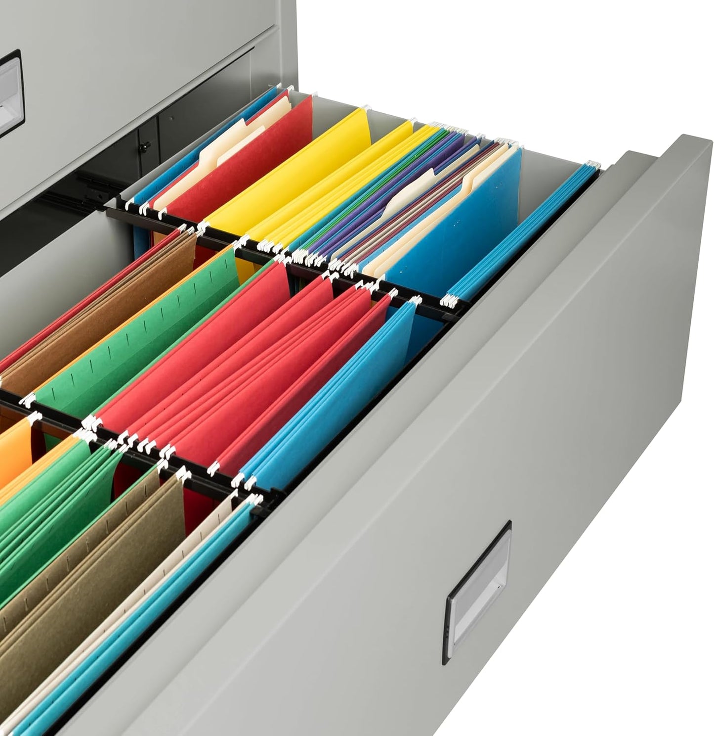 44 inch Wide 4-Drawer Lateral Fireproof File Cabinet – Legal and Letter Size Filing – Key Lock – Water Resistant – Fire Safe and Impact Rated – Light Gray Finish – Model LAT4W44LG