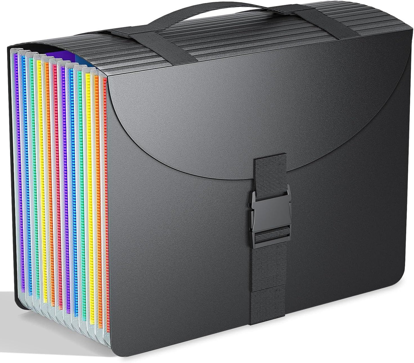 Expanding File Folders with Handle,Accordion File Organizer 13 Expandable Pockets,Portable Filing Box,Adjustable Support Strap,Colored Tabs,Paper Bills Documents Organizer,A4/Letter Size