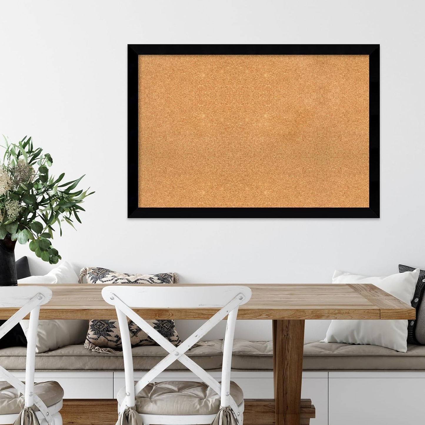 Amanti Art Natural Cork Board for Wall, 27x39 Vision Board with Black Wood Frame, Large Corkboard Office Decor for Home Organization, Modern Contemporary Corkboard Pinboard to display items for home