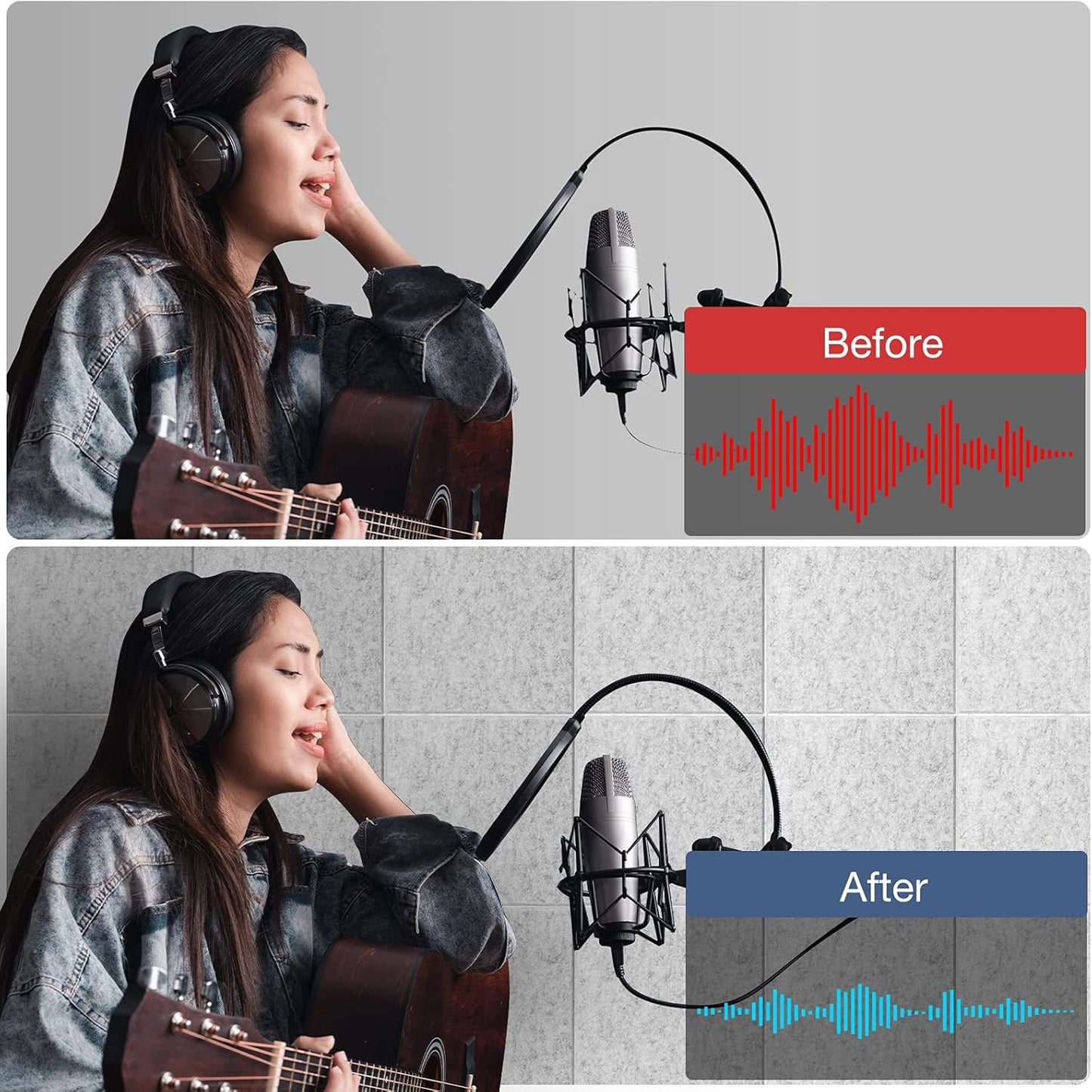 12 Pack Self-Adhesive Acoustic Panels, 12" X 12" X 0.4" High-Density Polyester Sound Proof Foam Panels for Walls, Soundproof Wall Panels for Home & Office (Sliver Gray)