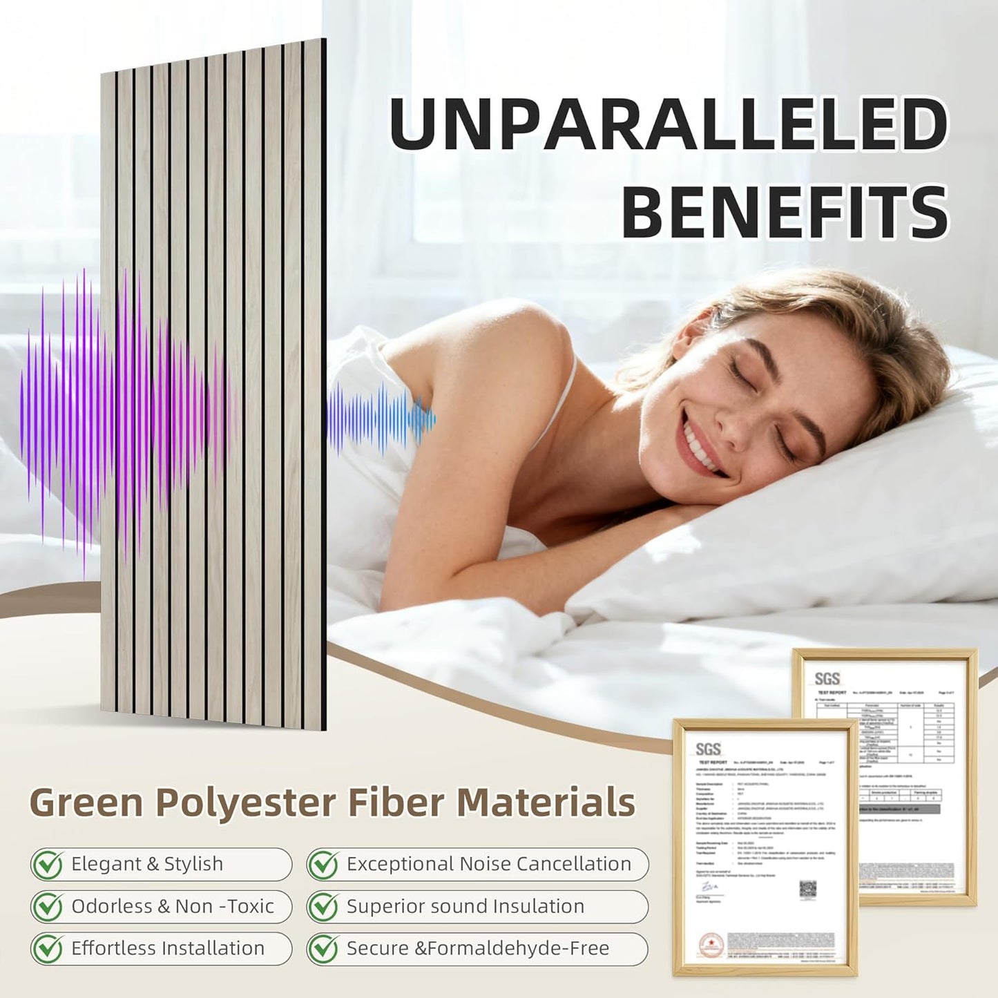 TO-TH Wood-Look Acoustic Panel, 4 Pack 47.2” x 23.6” Soundproof Wall Panels, Decorative Sound Absorbers Large Acoustic Panels for Home, Office, Basement, Natural Oak