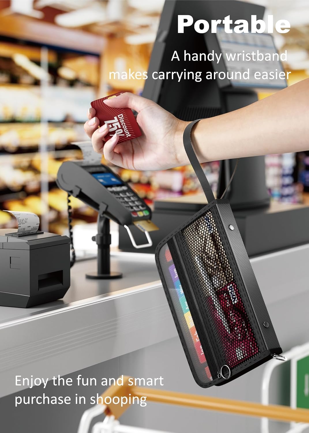 Small Receipt Coupon Organizer, A6 Size 12 Pockets Accordion File Organizer, 8X5.3 Inches, Zipper Closure