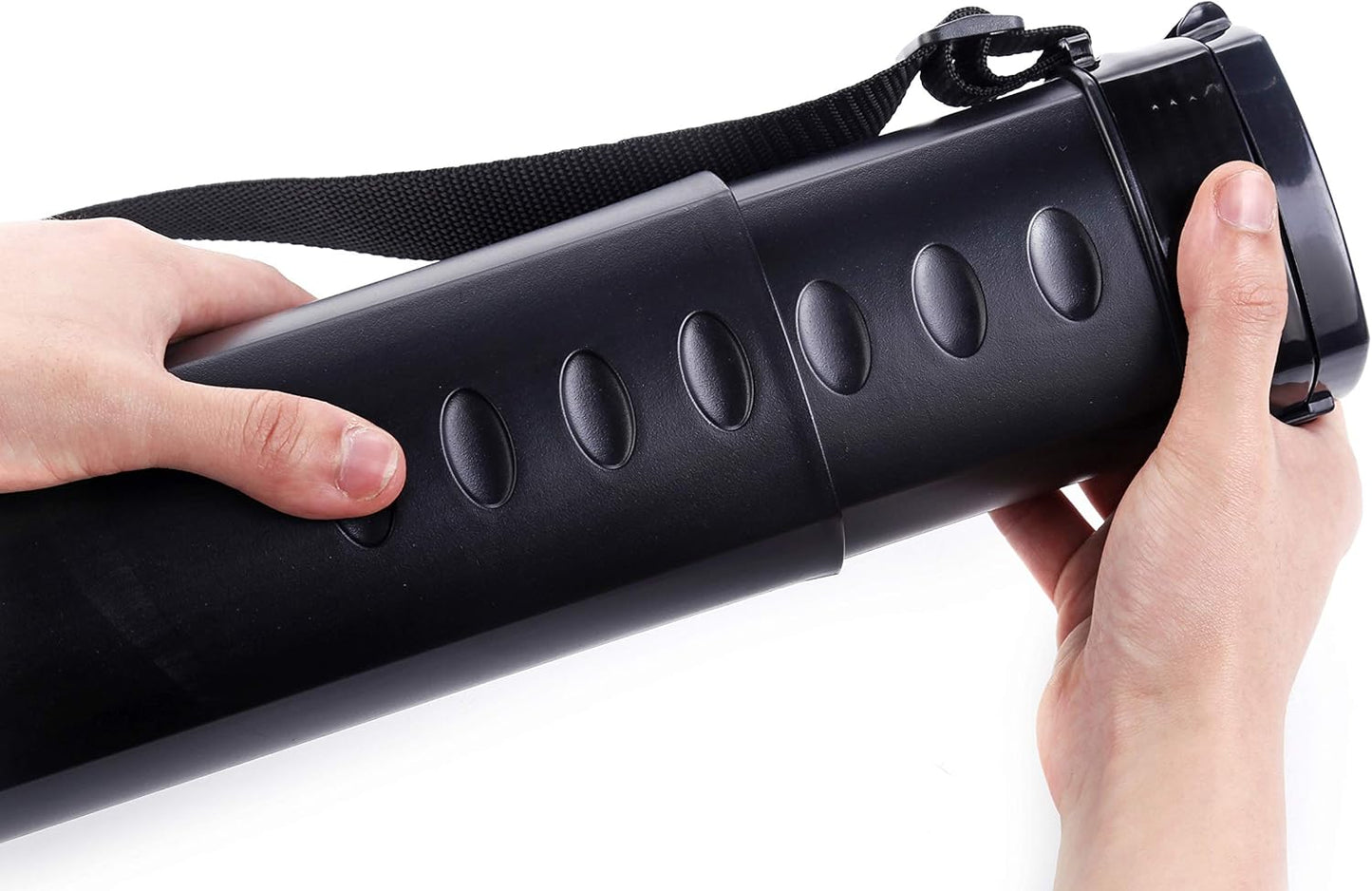 2-Pack Extendable Poster Tubes Expand from 24.5” to 40” with Shoulder Strap | Carry Documents, Blueprints, Drawings and Art | Black Portable Durable Round Storage Cases with Lids and Labels