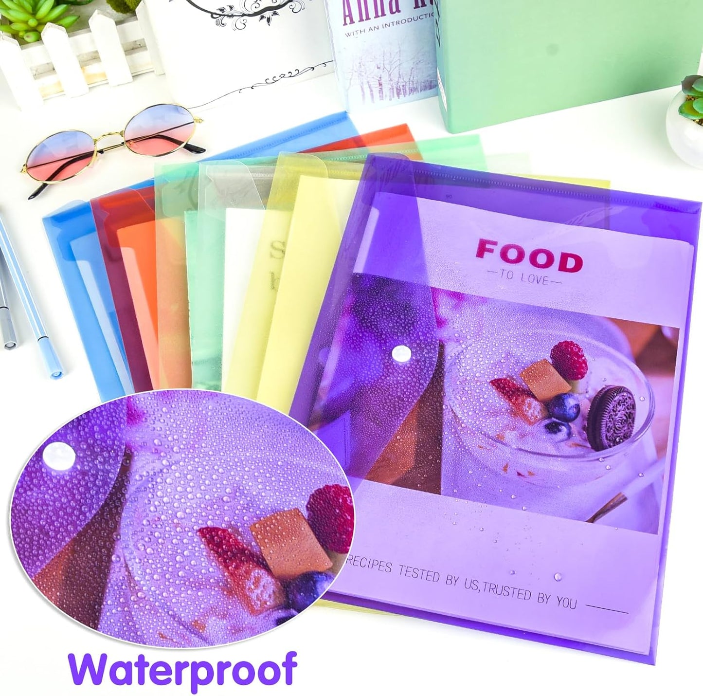 NACHLYNN 18 Pack Plastic Envelopes Poly Envelopes with Snap Closure A4 Size Clear Document File Folders Organizers Assorted Color File for School Office Supplies