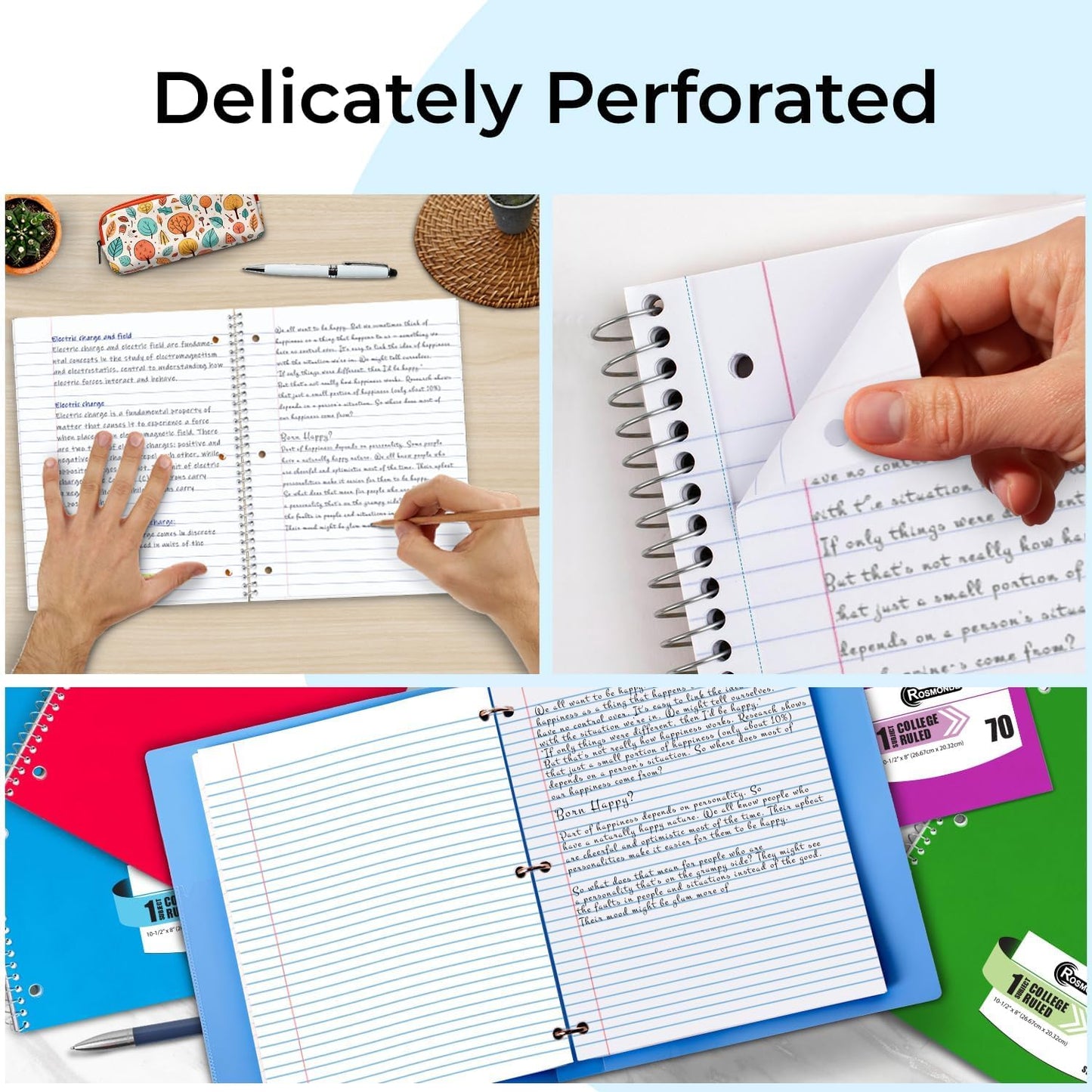 5000 Packs (Pallet) 1 Subject Notebooks, Spiral Notebook Bulk, College Ruled, 70 Sheets (140 pages), 8 x 10-1/2", Bulk Spiral Notebooks for School Districts & Office, 4-7 Days Transit