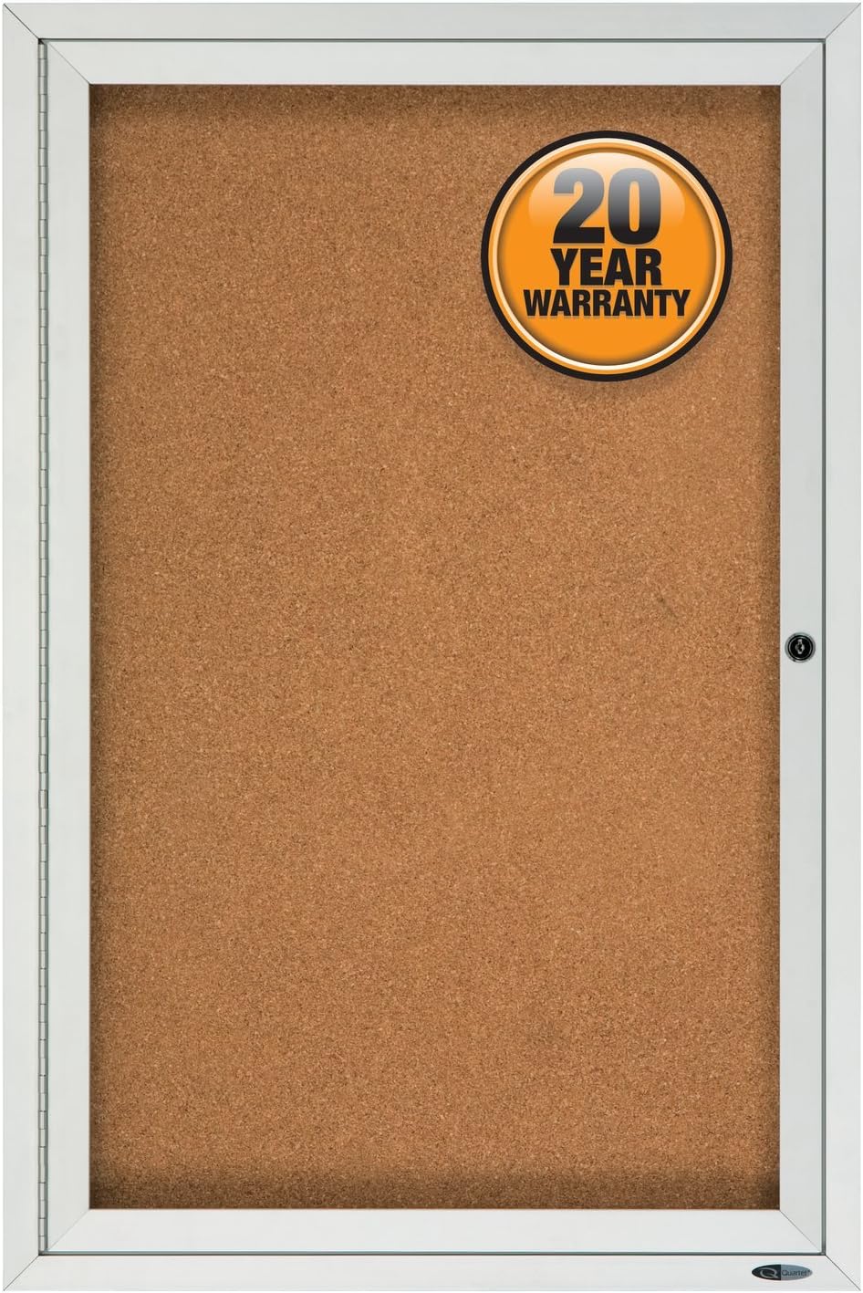 Quartet Cork Board, 1 Door, Bulletin Board, Enclosed, 2' x 3', Outdoor, Corkboard, Aluminum Frame (2121)