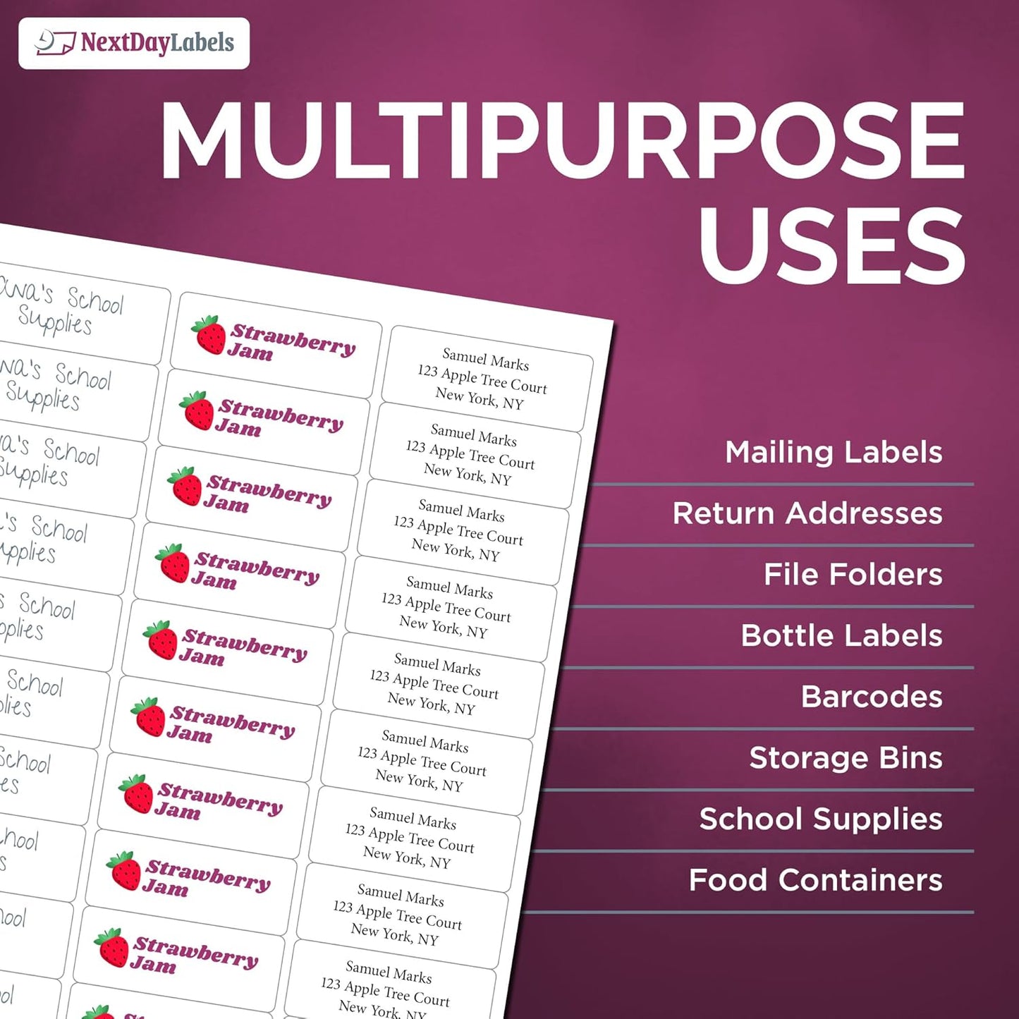 NextDayLabels - 2.5/8" x 1" Rectangular Sticker Labels for Printer - White Laser/Inkjet Printer Labels Return Address Labels Shipping Label Stickers (100 Sheets, 30 Per Sheet, 3000 Labels)