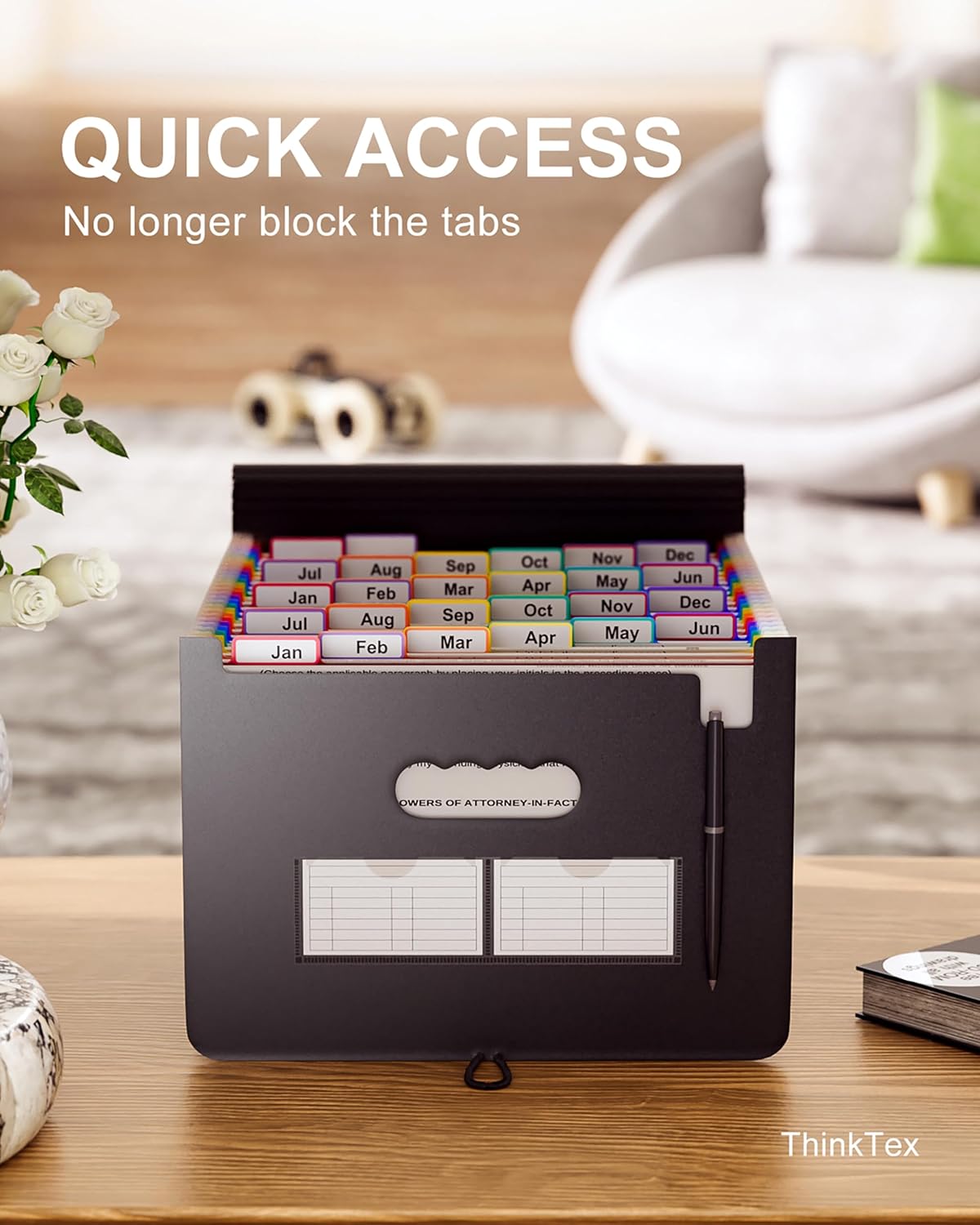 ThinkTex Accordion File Organizer, 26 Pockets Expanding File Folders, Monthly Bill Receipt Documents Organizer, Colorful Tabs, Letter/A4 Size for School, Home and Office, Classroom Must Haves