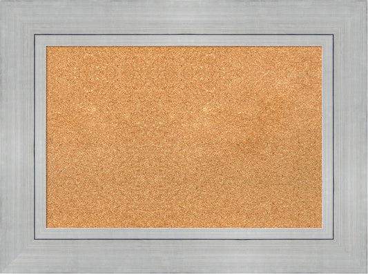 Amanti Art Natural Cork Board for Wall, 23x31 Vision Board with Silver Wood Frame, Medium Corkboard Office Decor for Home Organization, Casual Corkboard Pinboard to Display Items for Home