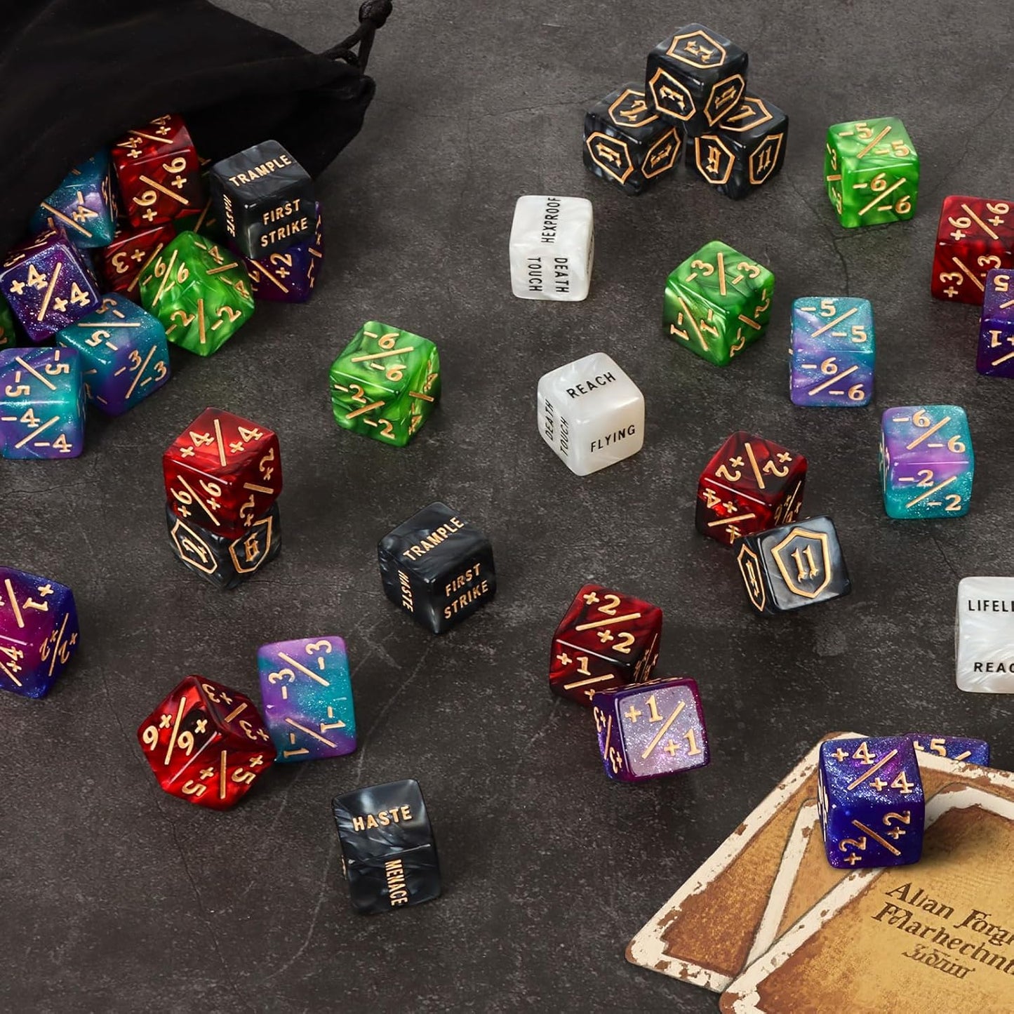 100 Pieces MTG Dice Counters Set Bulk Ability Keyword Tokens Shield Life Counters 6 Sided Dice for Magic The Gathering TCG Card Gaming Accessories (Dice Set (A))