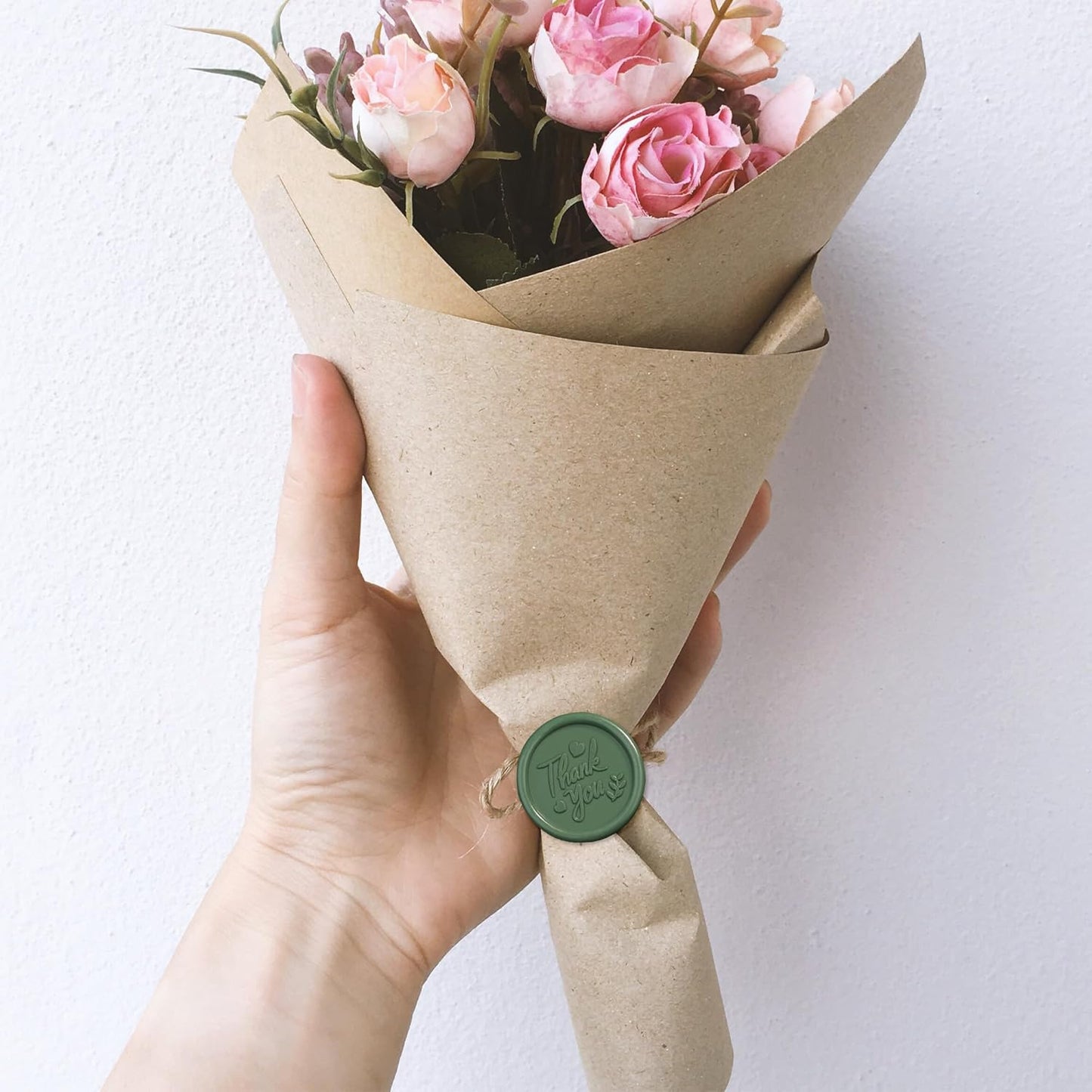 25 Pcs Handmade Wax Seal Stickers, Wedding Invitation Envelope Seal Stickers, Perfect for Invitation, Christmas, Gift Wrapping(Thank You Style, Olive Green Wax)