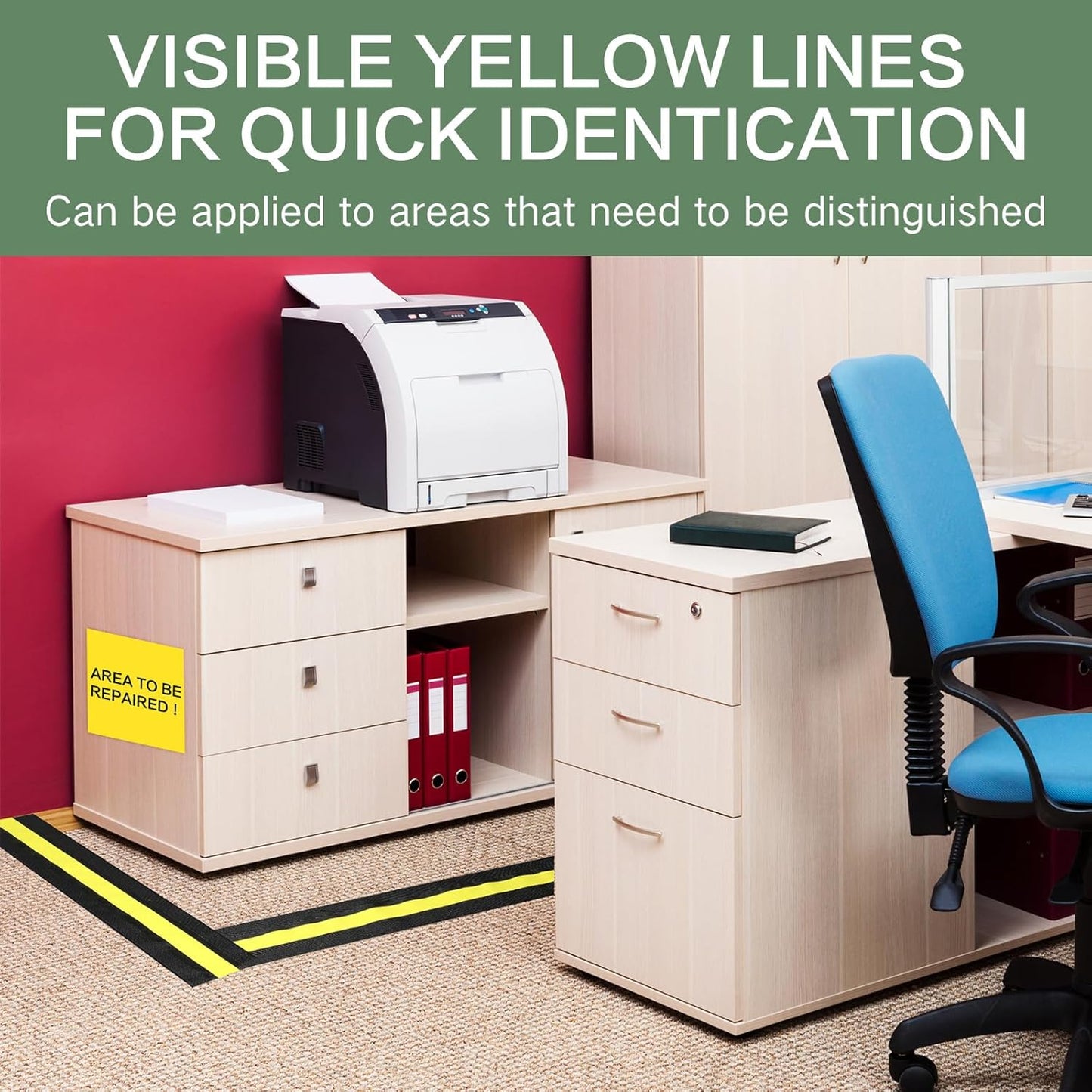 WILLBOND Grip Floor Cable Cover Cords Protector Management Only for Commercial Office Carpet(9.84 ft,Black and Yellow)