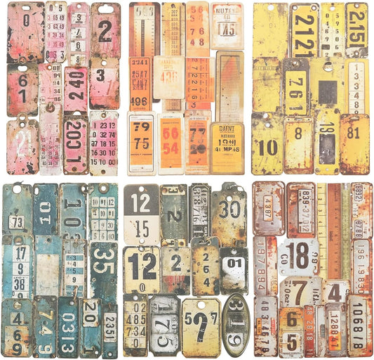 Vintage Numbered Tags Sticker Set, 150PCS Retro Cardstock Stickers for Scrapbooking, Journaling, DIY Crafts, and Art Supplies