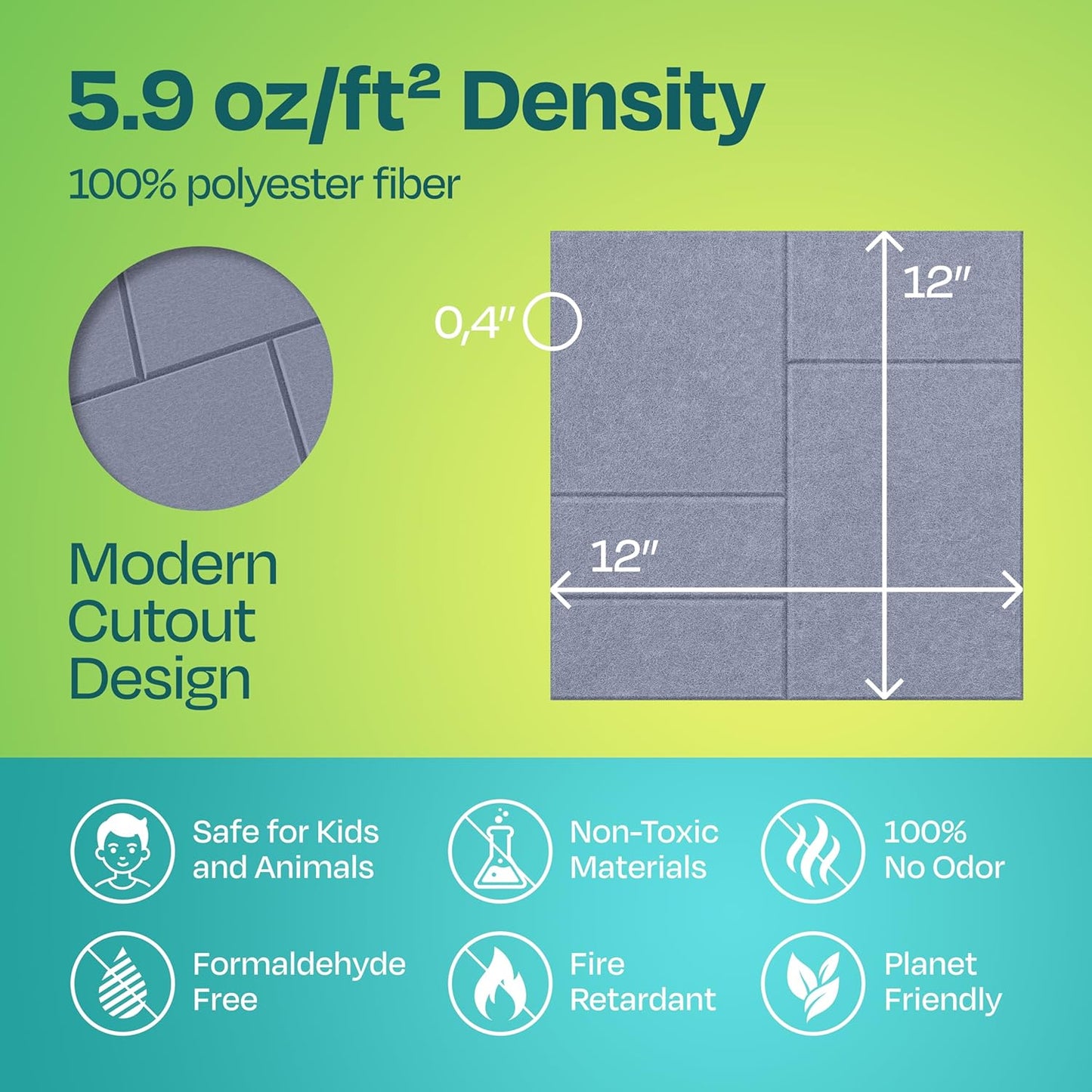 Acoustic Panels 12-Pack Soundproof Wall Panels 12"x12"x0.4" Decorative Sound Dampening for your Home, Office, Studio, Bedroom & More with Unique GridFrame Carving [Dusky Gray]