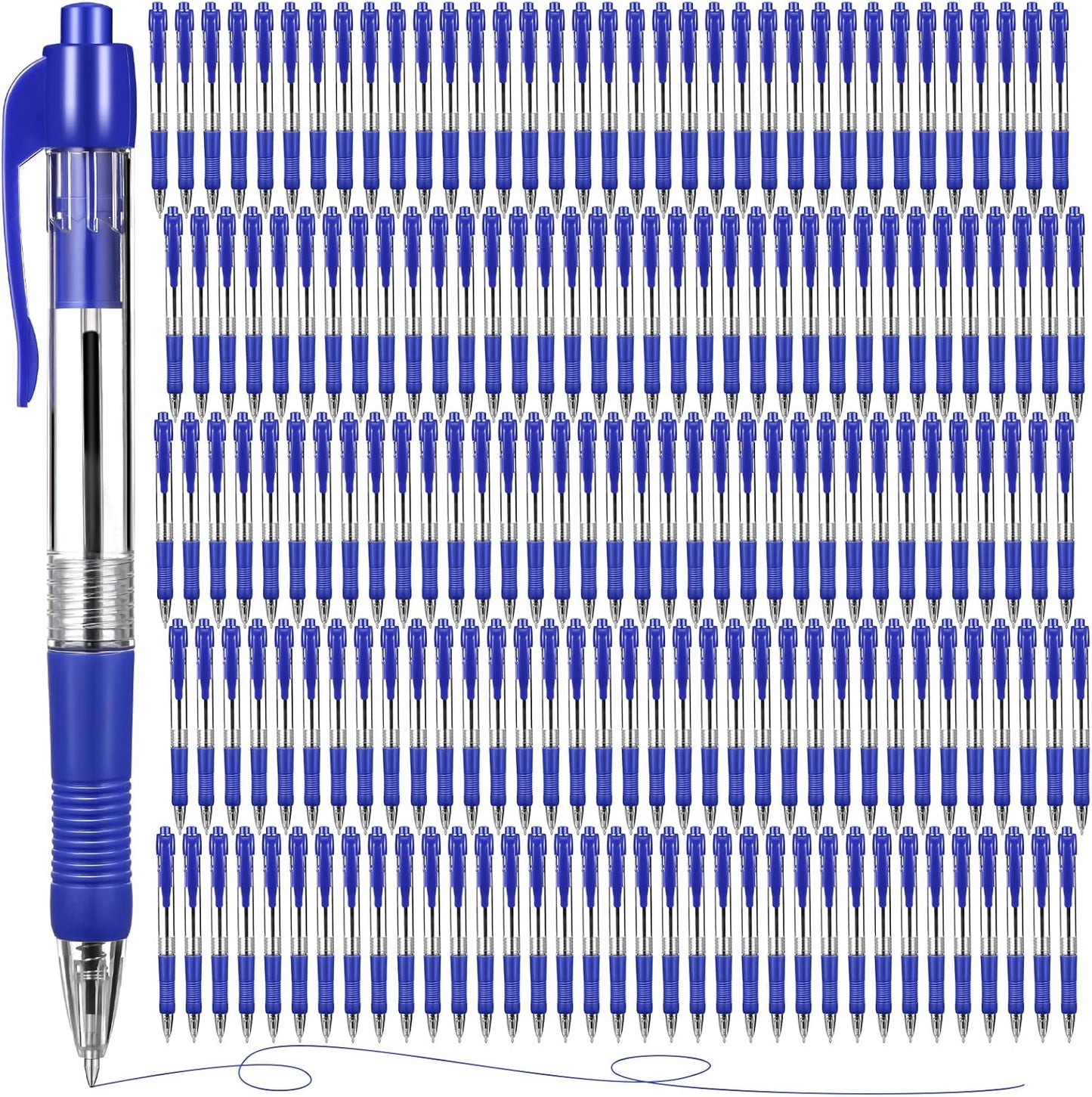 Fainne 200 Pack Retractable Ballpoint Pen 1.0 mm Medium Point Refillable Smooth Click Writing Pens With Grip for Work Journal Writing Office School Supplies(Blue Ink)