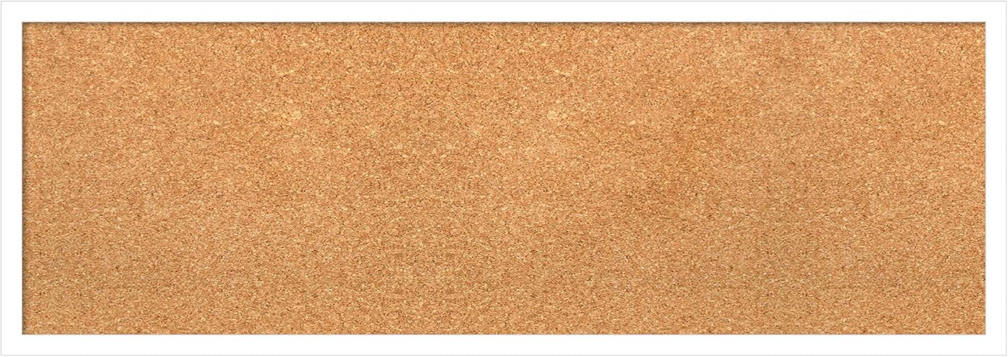 Amanti Art Natural Cork Board for Wall, 13x37 Vision Board with White Frame, Medium Corkboard Office Decor for Home Organization, Modern Corkboard Pinboard to Display Items for Home Organization in