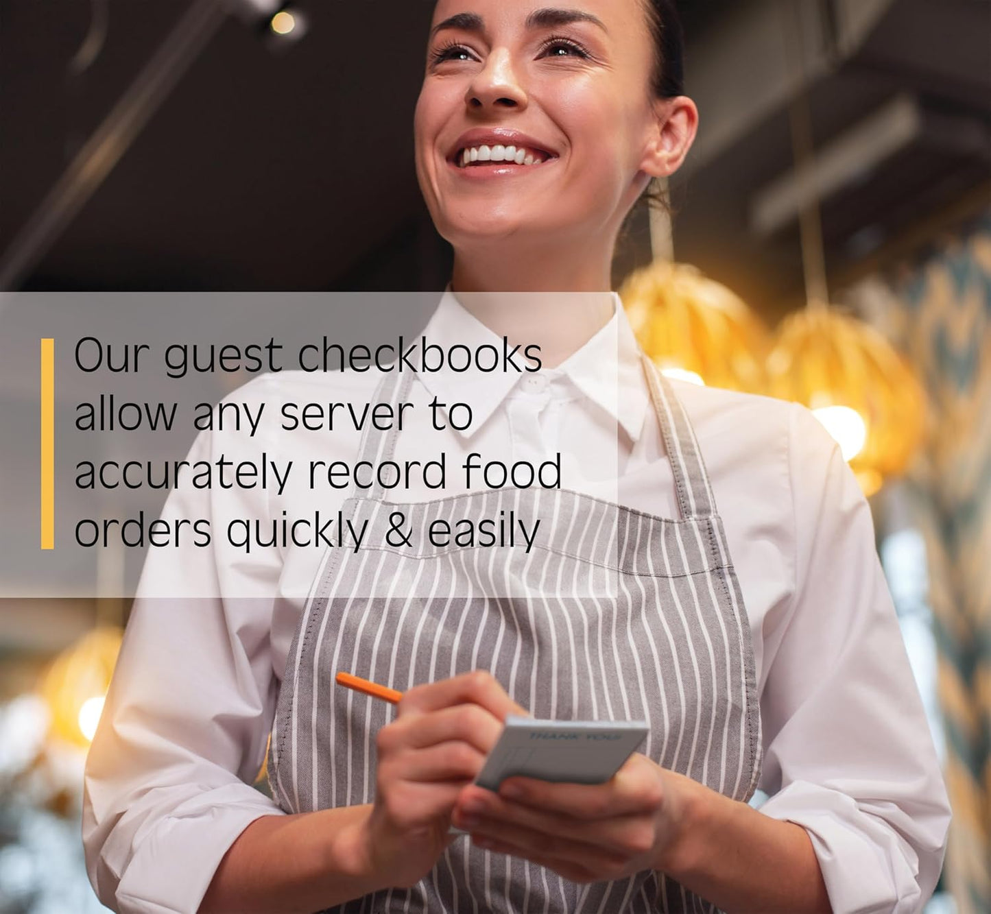 Guest Check Pads, Waitress Notepad for Restaurants, Server Pads, 50 Double-Sided Perforated Sheets, 1500 Total Sheets, 6.8" x 3.4", by Better Office Products (30 Pack)