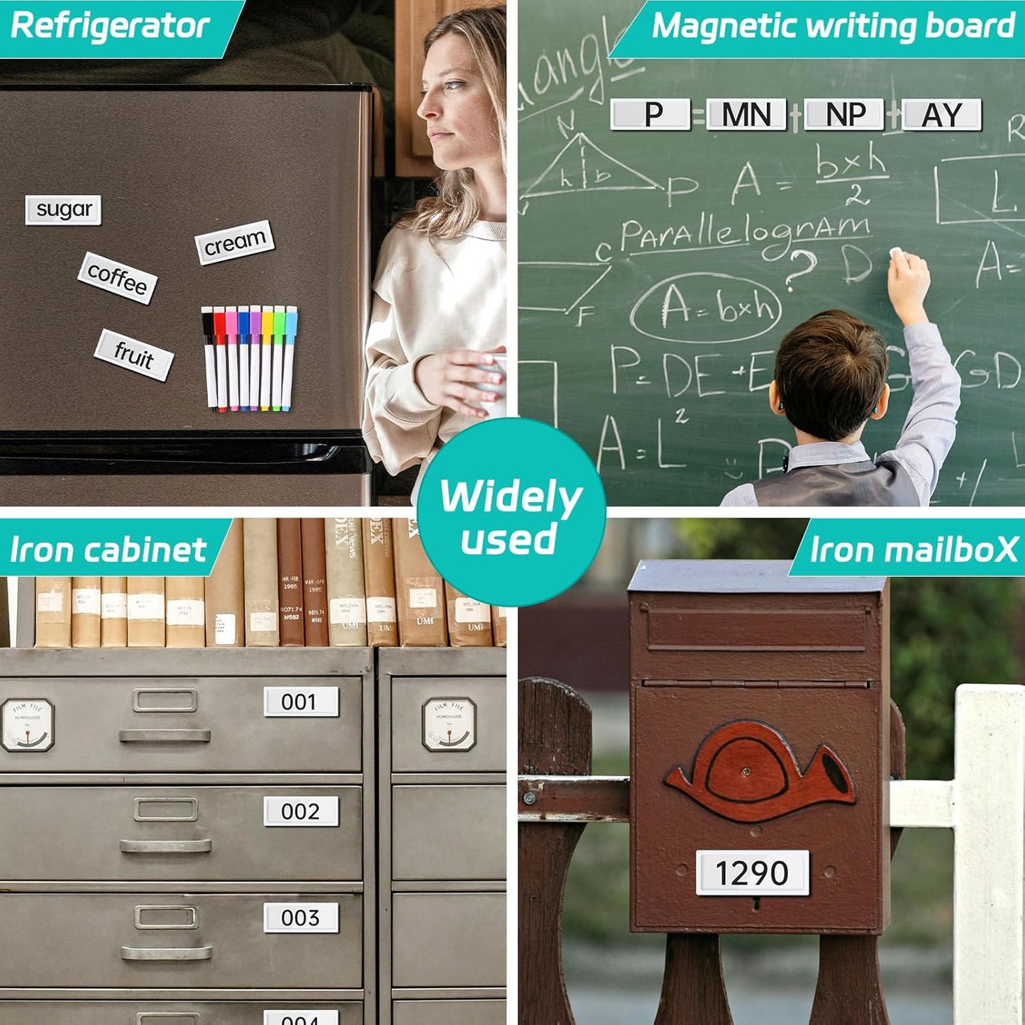 20Pcs Magnetic Plastic Label Holder White 1.5x4 inch for Supermarket Store Price Tag Metal Shelf File Storage Cabinet Drawer Label Tag Resuable with 8 Color Chalk Makers, 20Pcs White Paper