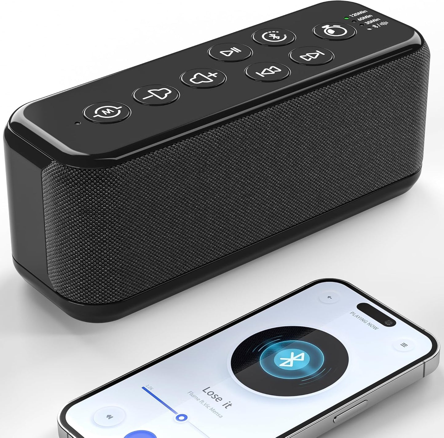 Rechargeable White Noise Machine with 3000mAh Battery - Bluetooth Sleep Sound Machines with Lullabies & Fan Sounds, Auto-Off Timer, Perfect for Office Privacy, Noise Canceling & Sleep Improvement