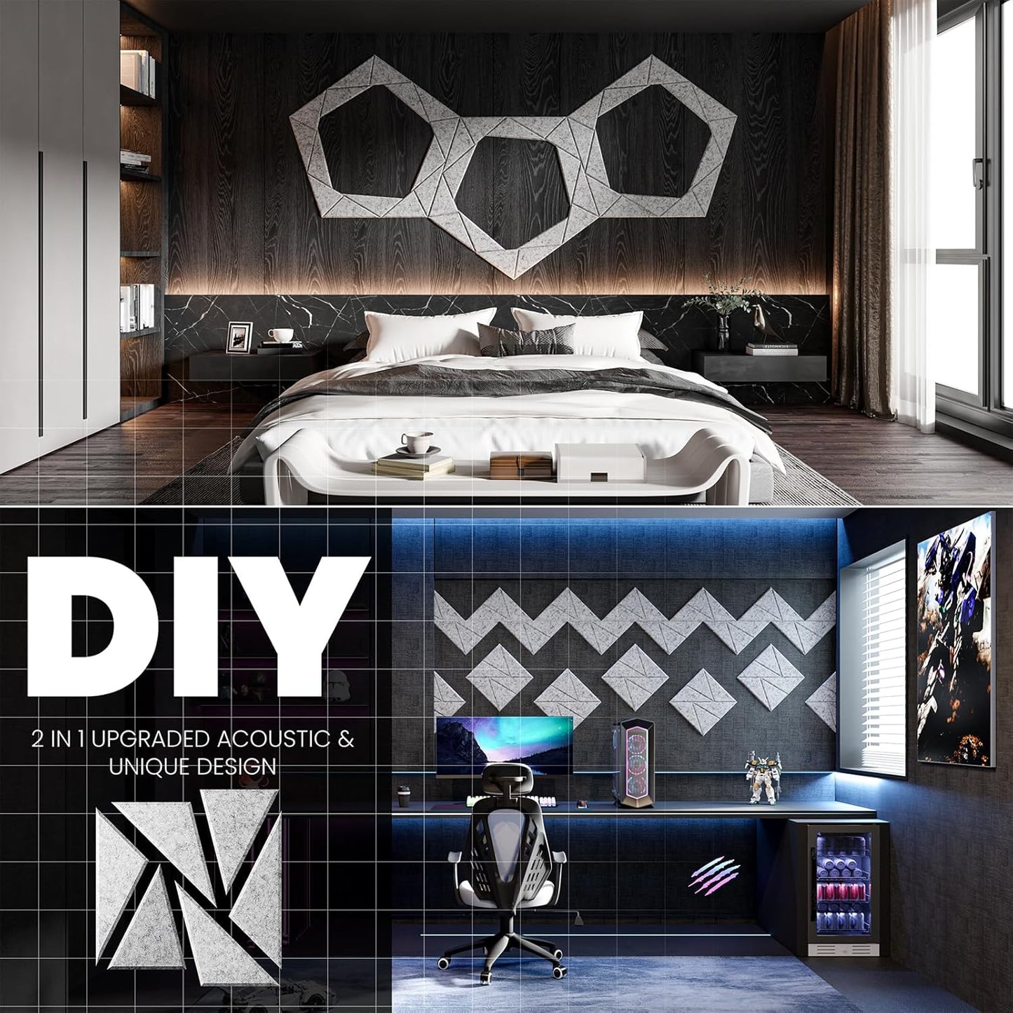 22 pack Acoustic Panels With Self-Adhesive, 12"X 12"X 0.4"Sound Proof Foam Panels, Sound Panels High Density, Soundproof Wall Panels for Home Studio Office Sliver Gray