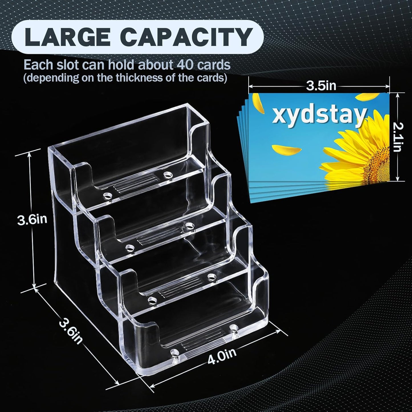 Acrylic Business Card Holder for Desk,4-Tier Clear Plastic Display Stand with 4 Pockets,ldeal for Office & Workspace Organization,2 Pack