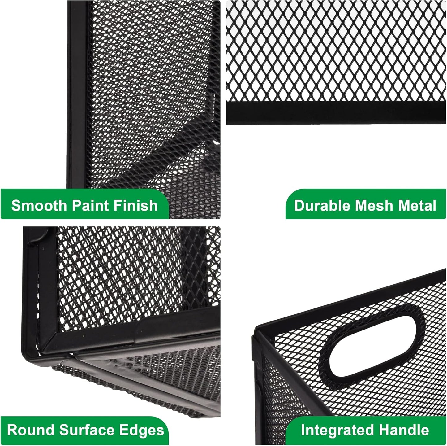 EASEPRES Desk Hanging File Organizer with 10 Folders, Mesh Metal Letter-Size Desktop File Holder Box for Filing Folder Storage Basket, 2 Pack Black, 12.2 x 9.45 x 5.45 inches