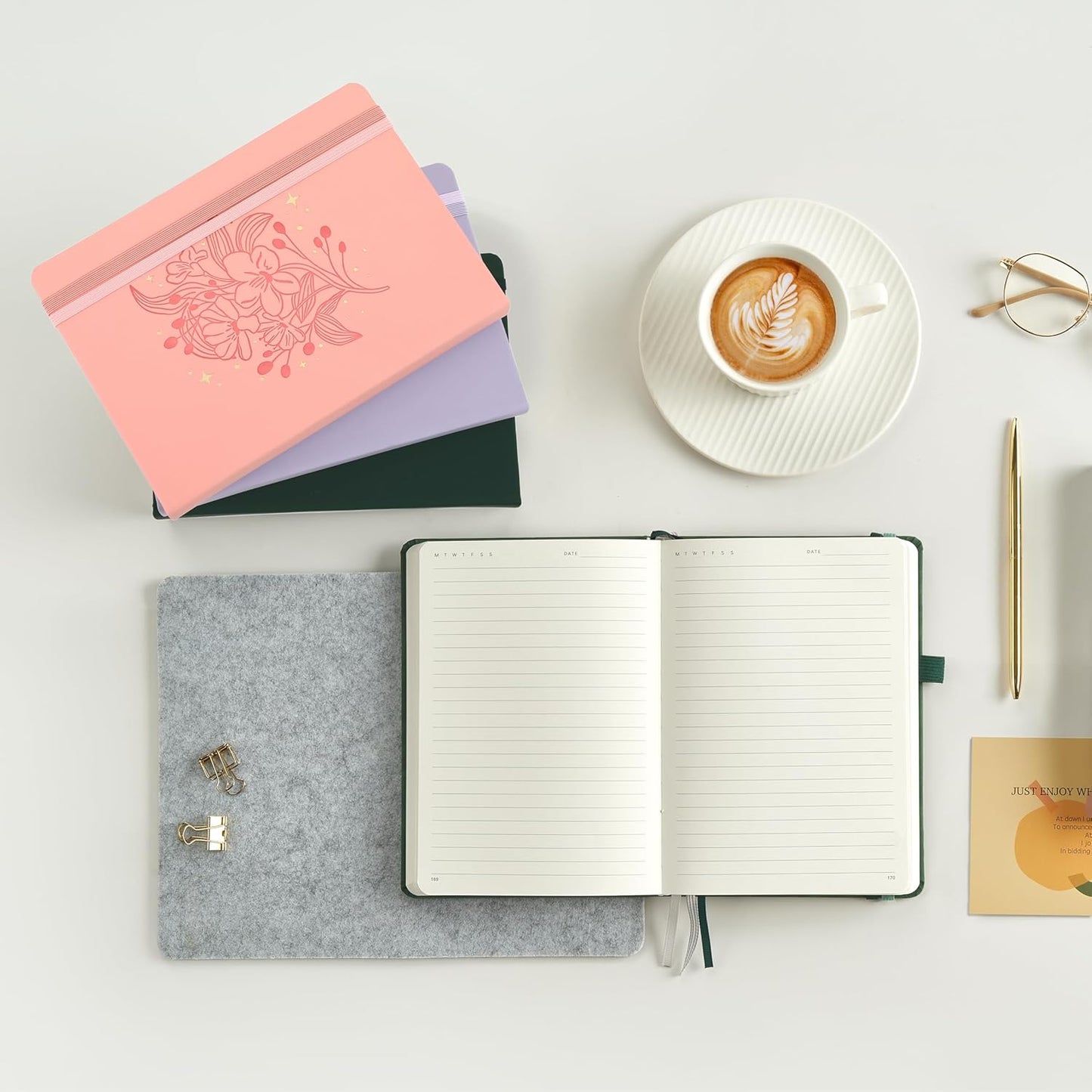 &And Per Se Lined Journal Notebook for Women&Men with Pattern, 365 Pages, 5.7'' x 8'' 100GSM Thick Paper, A5 Journals for Writing(Dark Green)