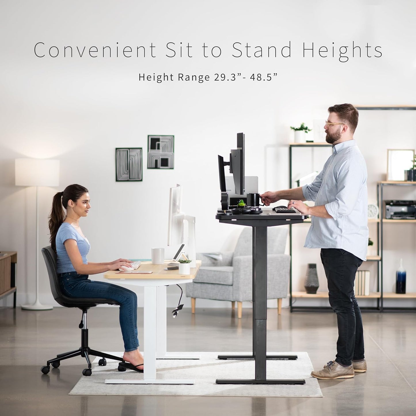 VIVO Electric 60 x 24 in Standing Desk, Memory Height Adjustment, 1B Series, One-Piece White Top, Gray Frame, DESK-KIT-1G6W