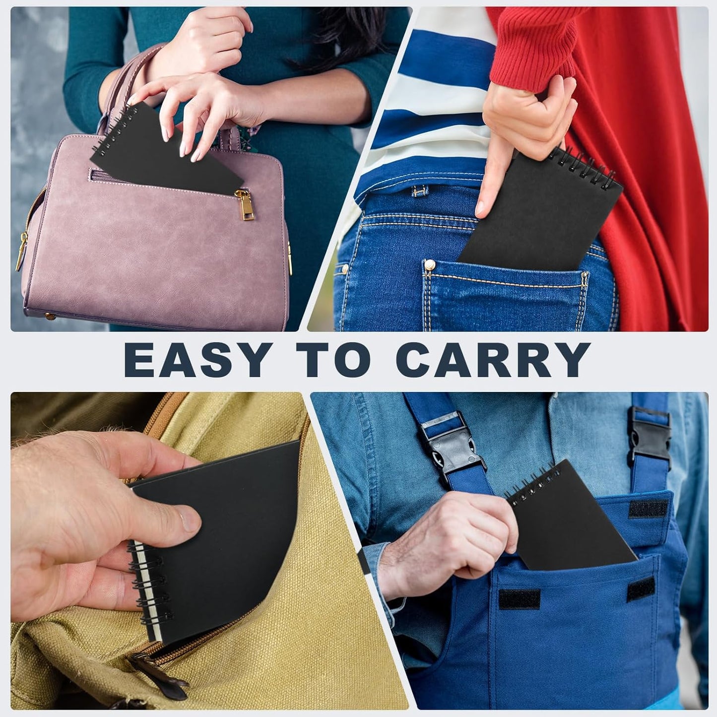 Tenceur 6 Pcs Pocket Notebook Bulk Small 3x5 Inch Spiral Notepads Mini Top Bound Notebook with Lined 120 Pages Ruled Memo Pads for Office College Nurse Essentials Back to School Gift (Black)