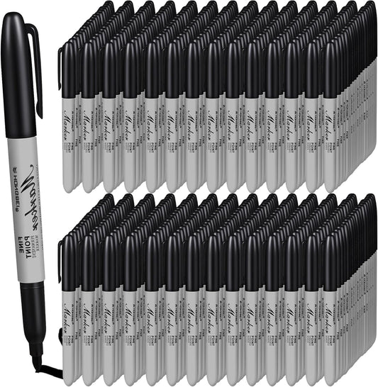 Thenshop 600 Pack Permanent Markers Bulk Black Permanent Marker Set Fine Point Pens Work on Wood, Metal, Stone, Glass