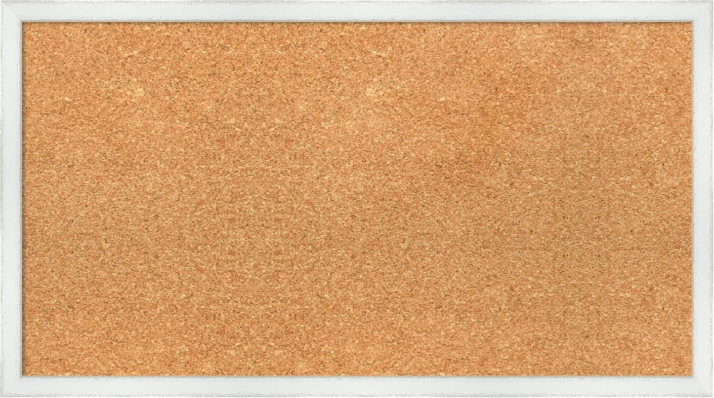 Amanti Art Natural Cork Board for Wall, 15x27 Vision Board with White Frame, Medium Corkboard Office Decor for Home Organization, Country Rustic Corkboard Pinboard to Display Items for Home