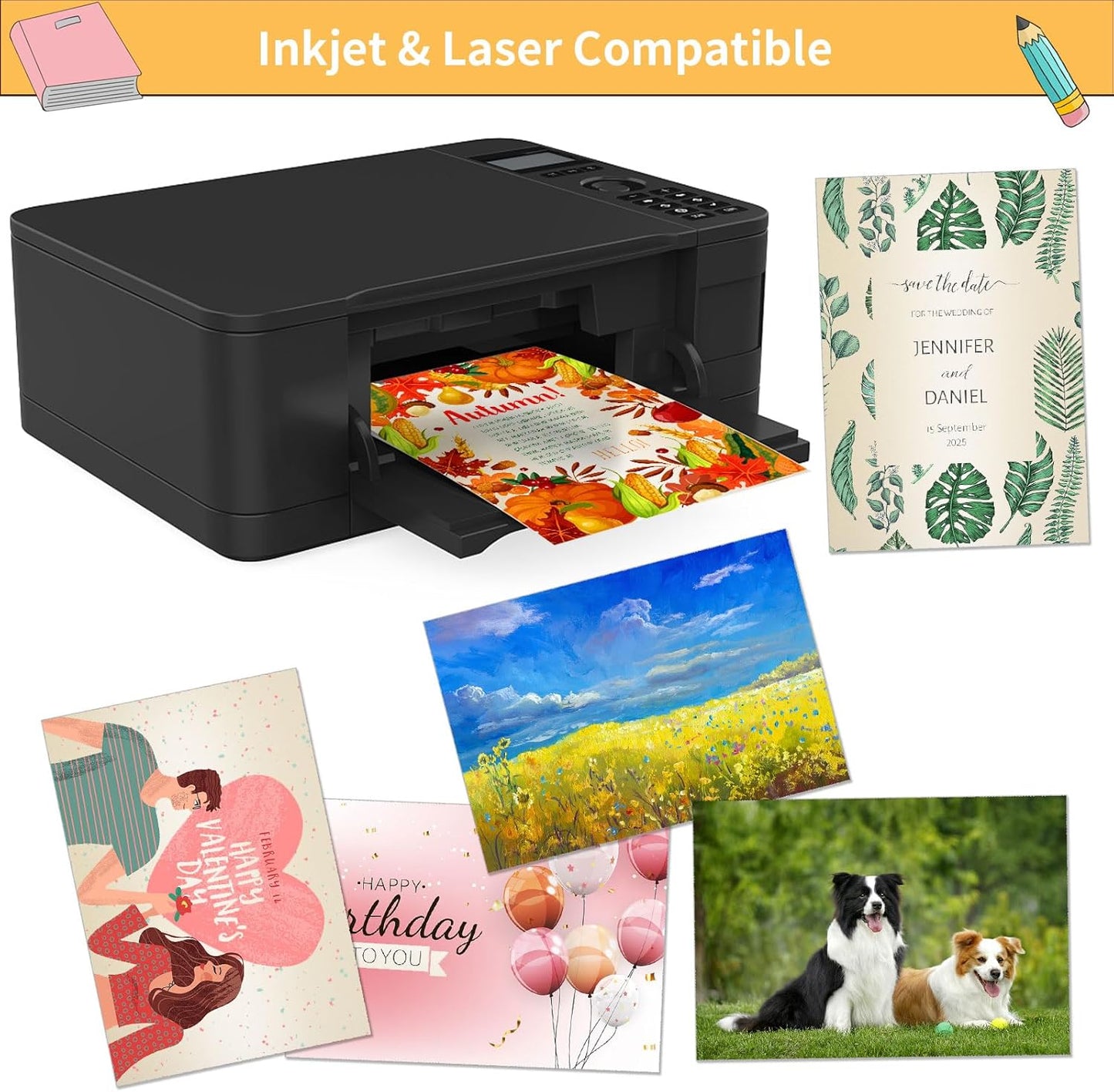 120 Sheets Cream Shimmer Cardstock 8.5 x 11 Inch Metallic Paper, 250gsm/92lb Double Sided Ivory Card Stock Pearlescent Paper for Invitations, Certificates, Crafts, DIY Cards