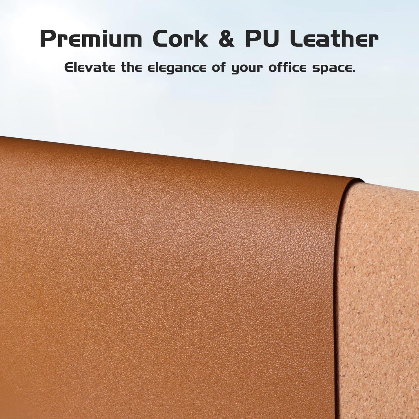 Aothia Double-Sided Desk Pad, 35.4" x 15.7"Leather Desk Mat, Eco Cork Desk Pad Protector,Large Mouse Pad,Waterproof Desk Blotter for Office/Home(Brown)