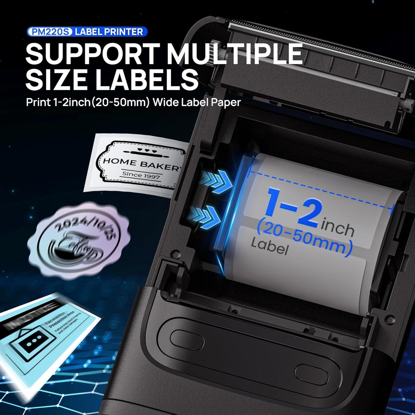 POLONO PM220S Label Maker Machine with Tape, Bluetooth Thermal Label Printer, Portable Sticker Printer,Chocolate Dark