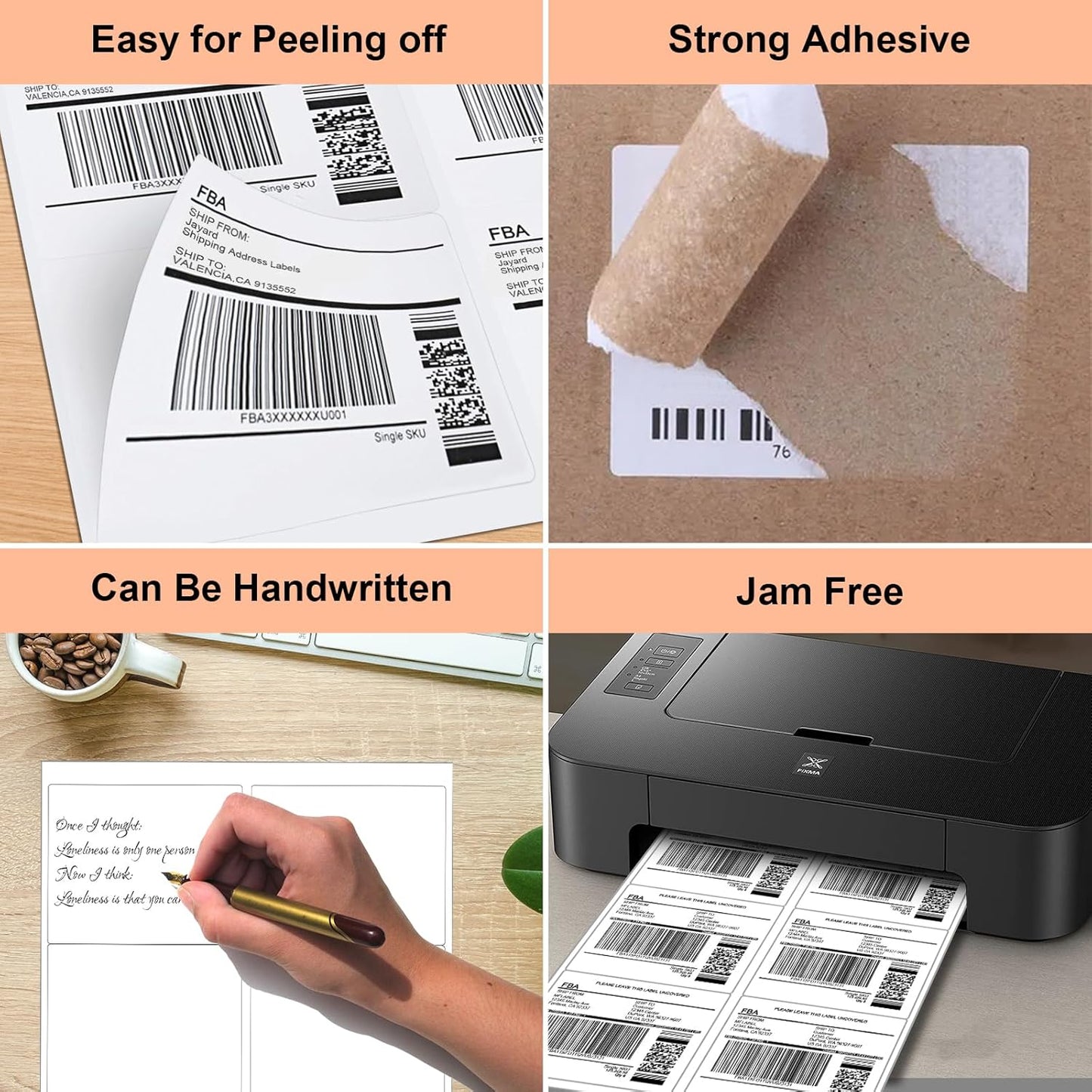 300 Half Sheet Self Adhesive Shipping Labels, 8.5" x 5.5" Address Labels Laser/Ink Jet White Blank (150 sheets/300 Count)