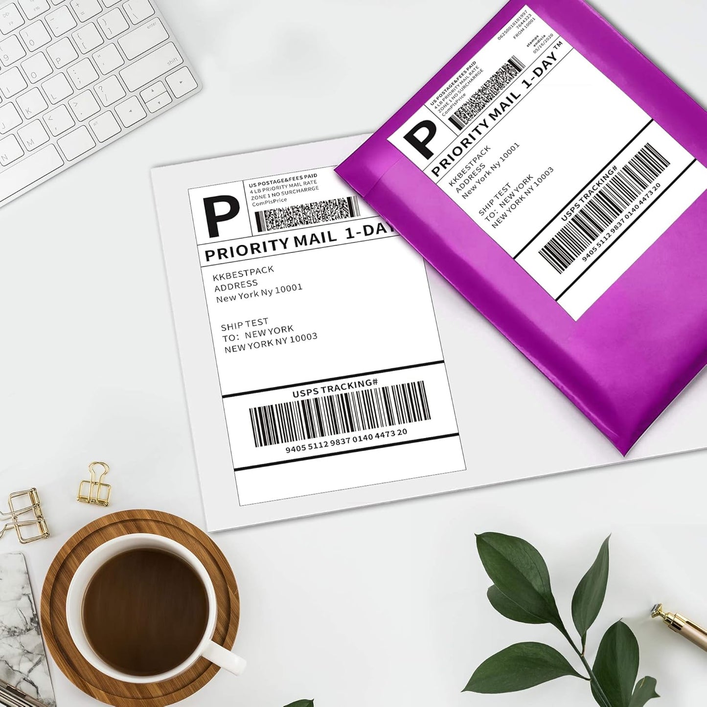 KKBESTPACK 4”x 6”Direct Thermal Shipping Labels (2 Rolls - 250 Per Roll)