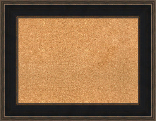 Amanti Art Natural Cork Board for Wall, 28x36 Vision Board with Brown Wood Frame, Medium Corkboard Office Decor for Home Organization, Casual Corkboard Pinboard to display items for home organization